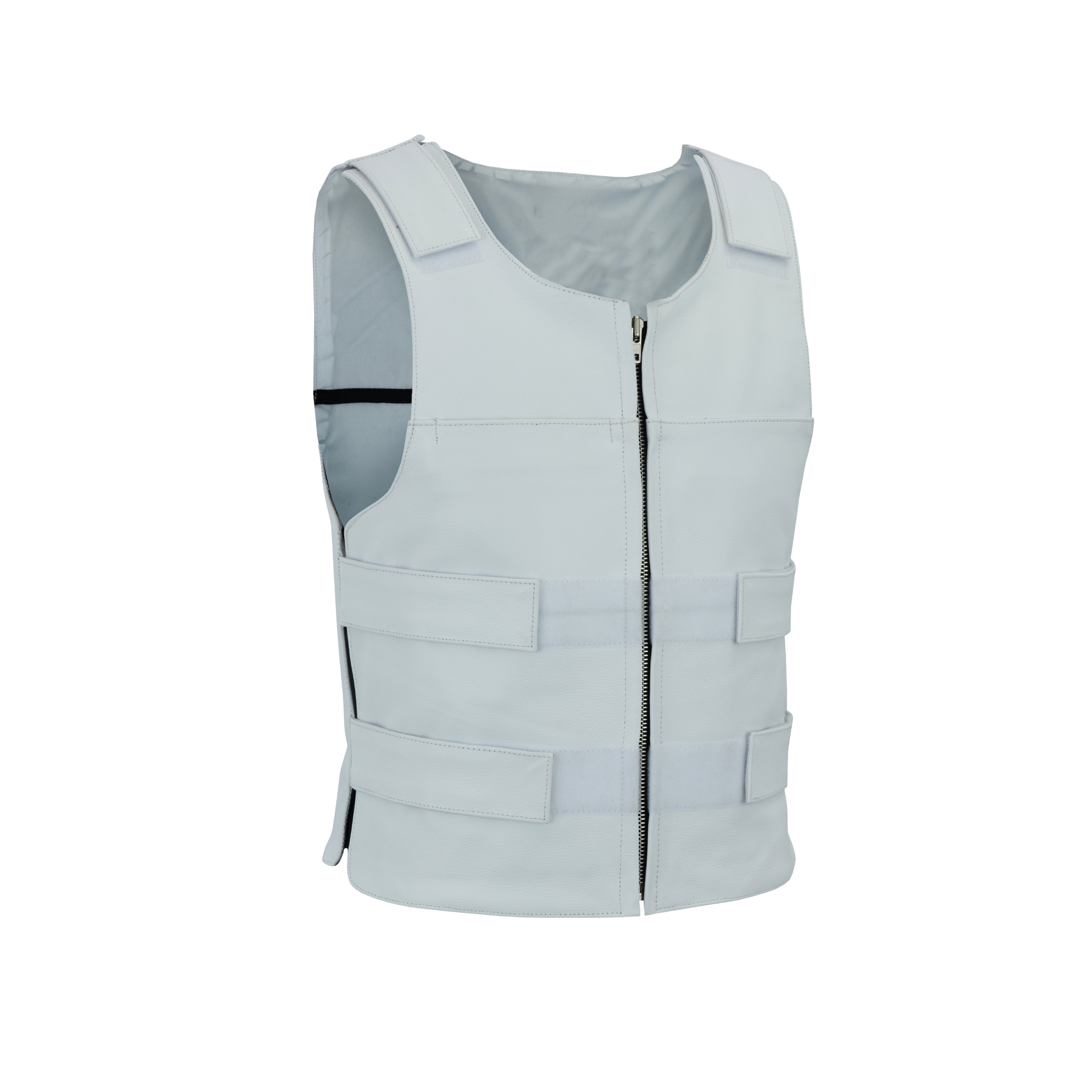 Men's White Bulletproof-Style Leather Vest for Biker Clubs – Bold Streetwear by Rexons