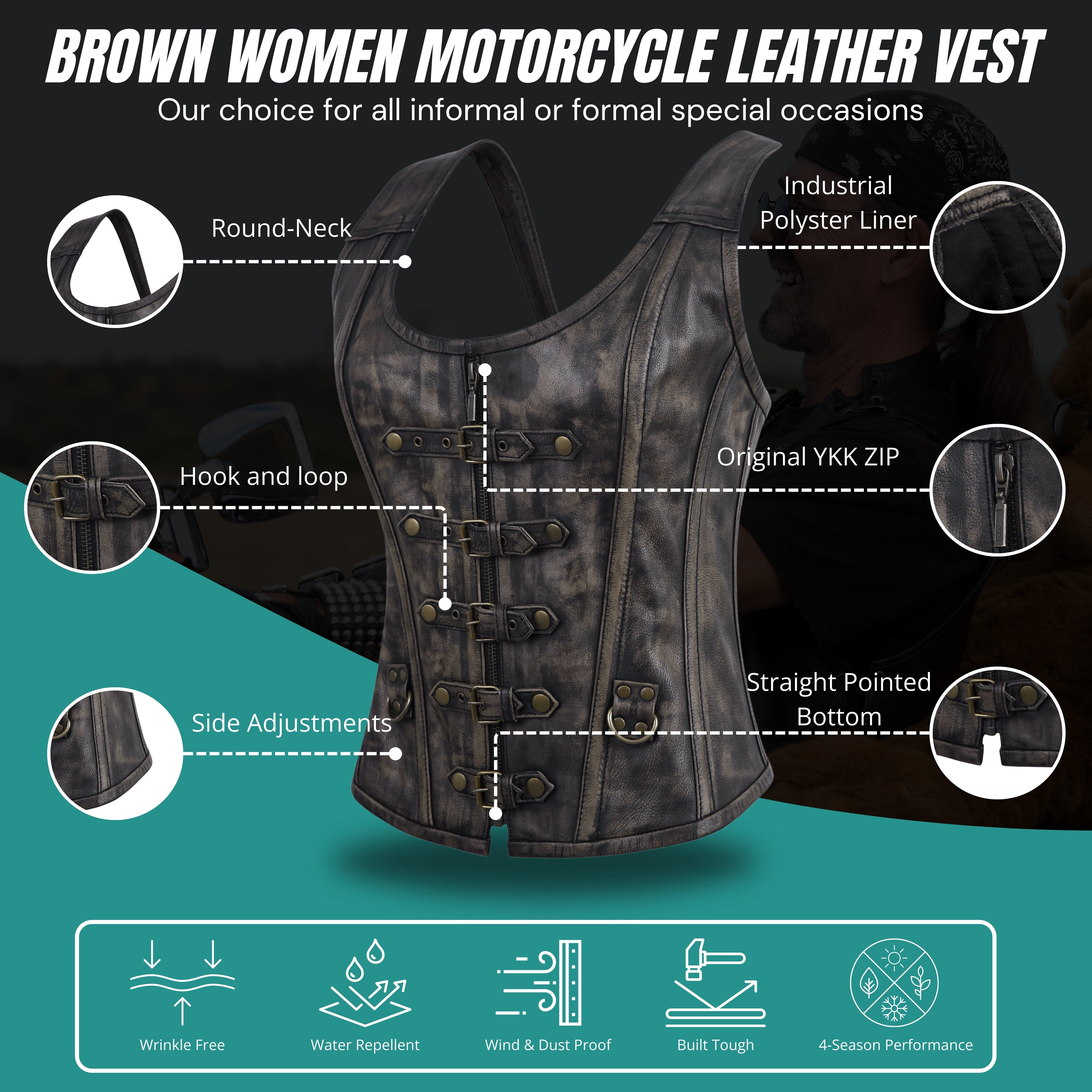 Women’s Leather Corselet Bustier – Shoulder Strap, Zipper & Buckle Overbust Body Shaper by Rexons