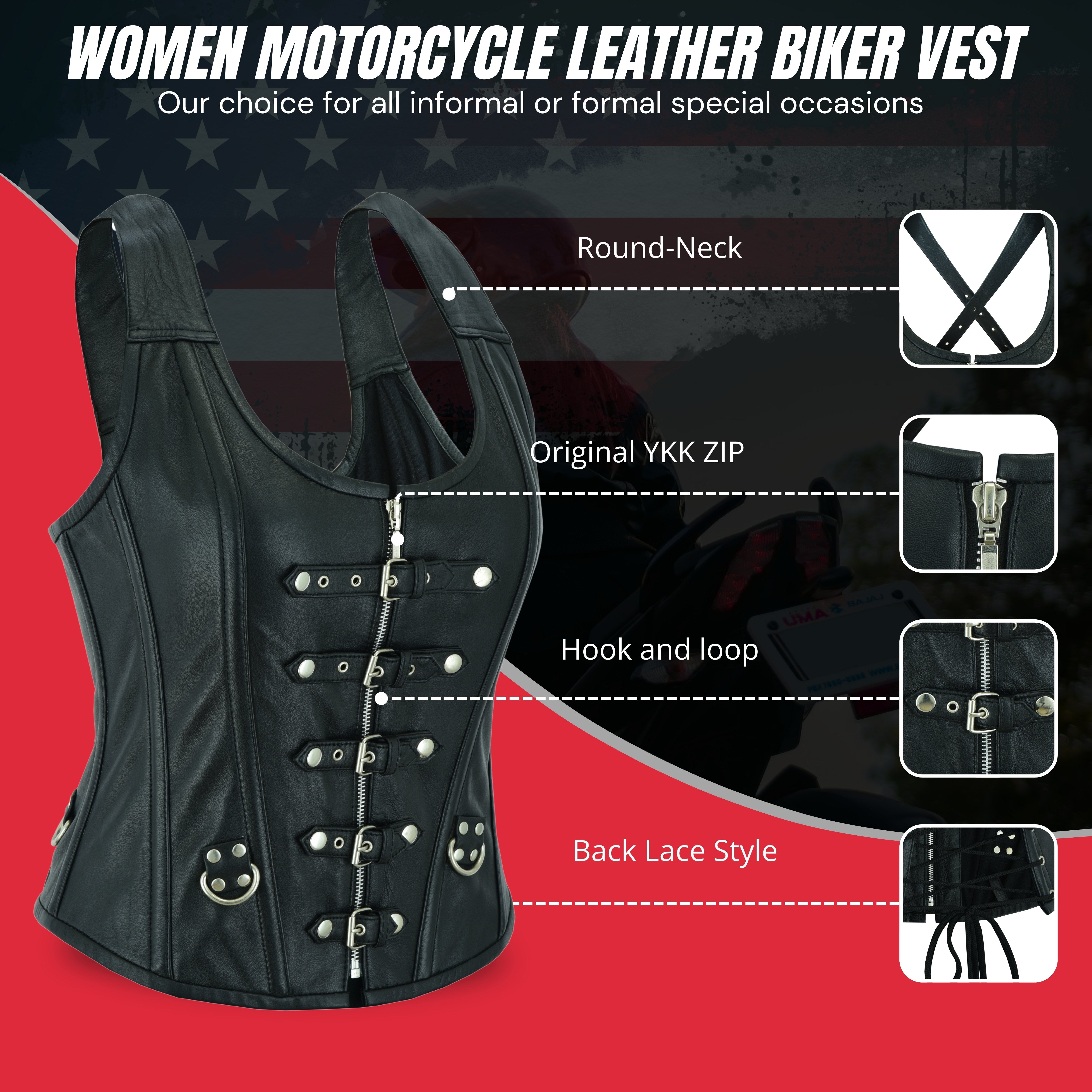 Women’s Gothic Punk Rock Leather Corset Top – Steel Boned Steampunk Bustier with Halter Shoulder Straps & Buckles by Rexons