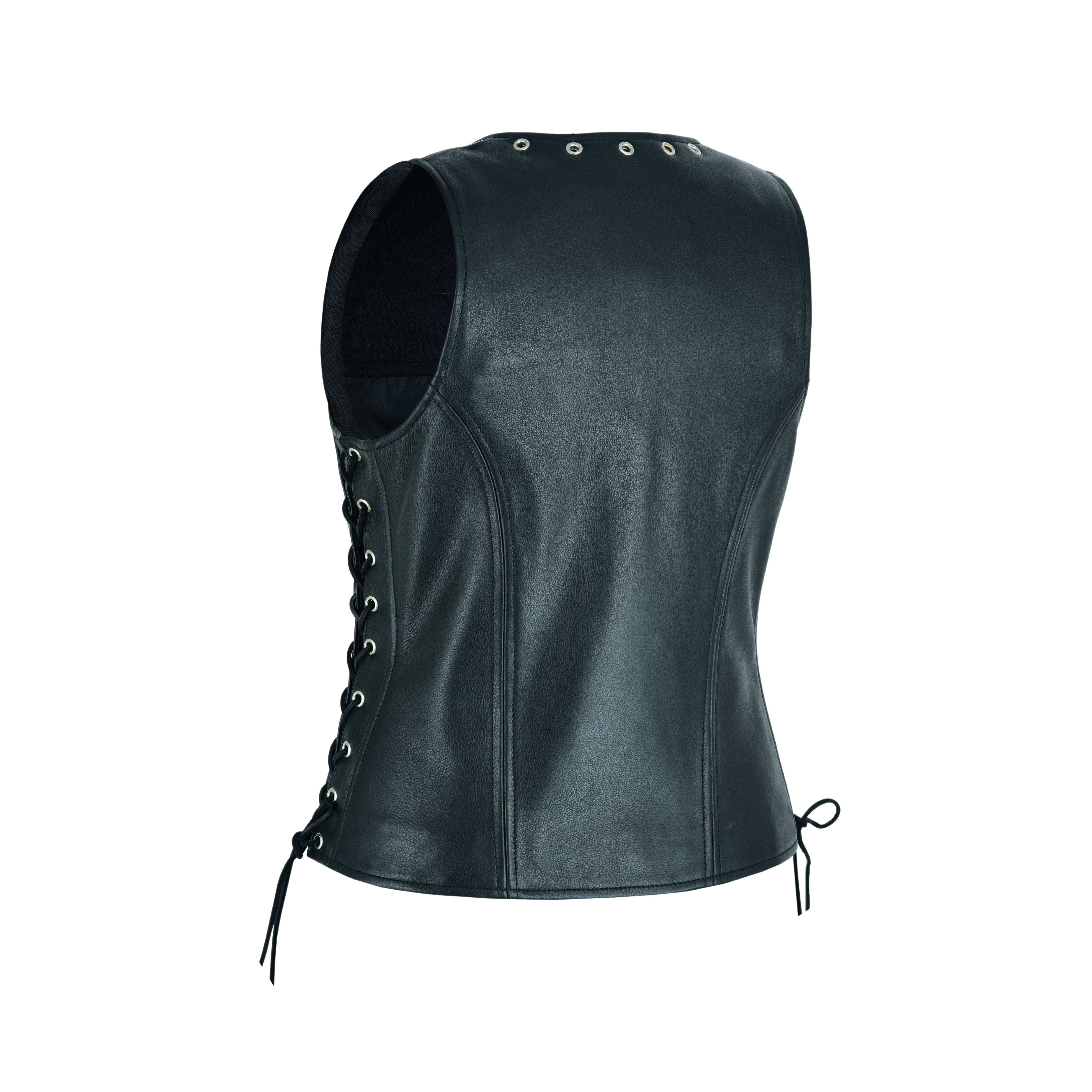 Women’s Eyelet Leather Vest – Longer Length Premium Fit by Rexons