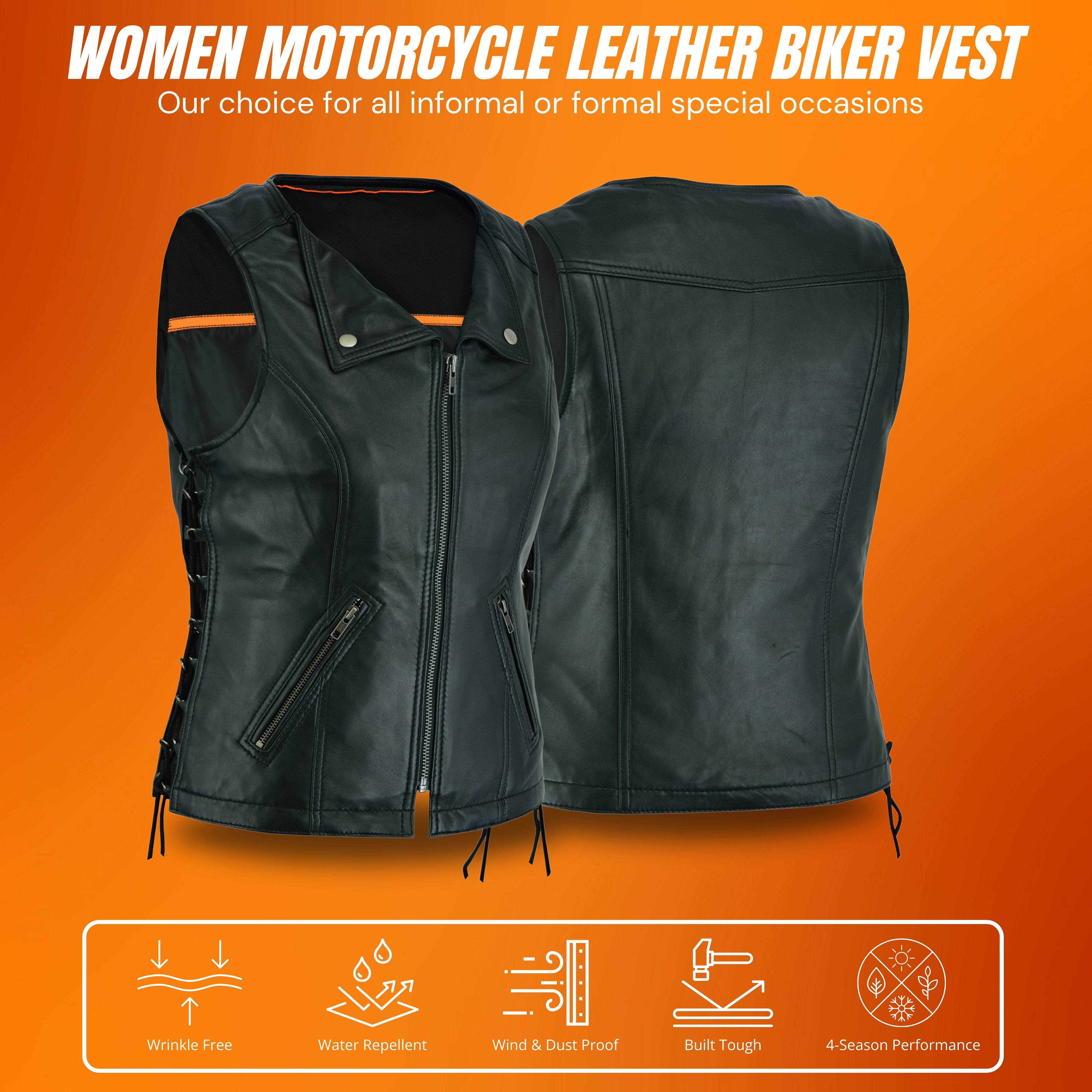 REB-VIX Ladies Revealing Side Laces Leather Vest – Sexy Club Style by Rexons