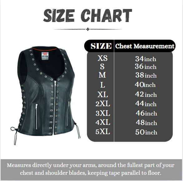 Women’s Eyelet Leather Vest – Longer Length Premium Fit by Rexons