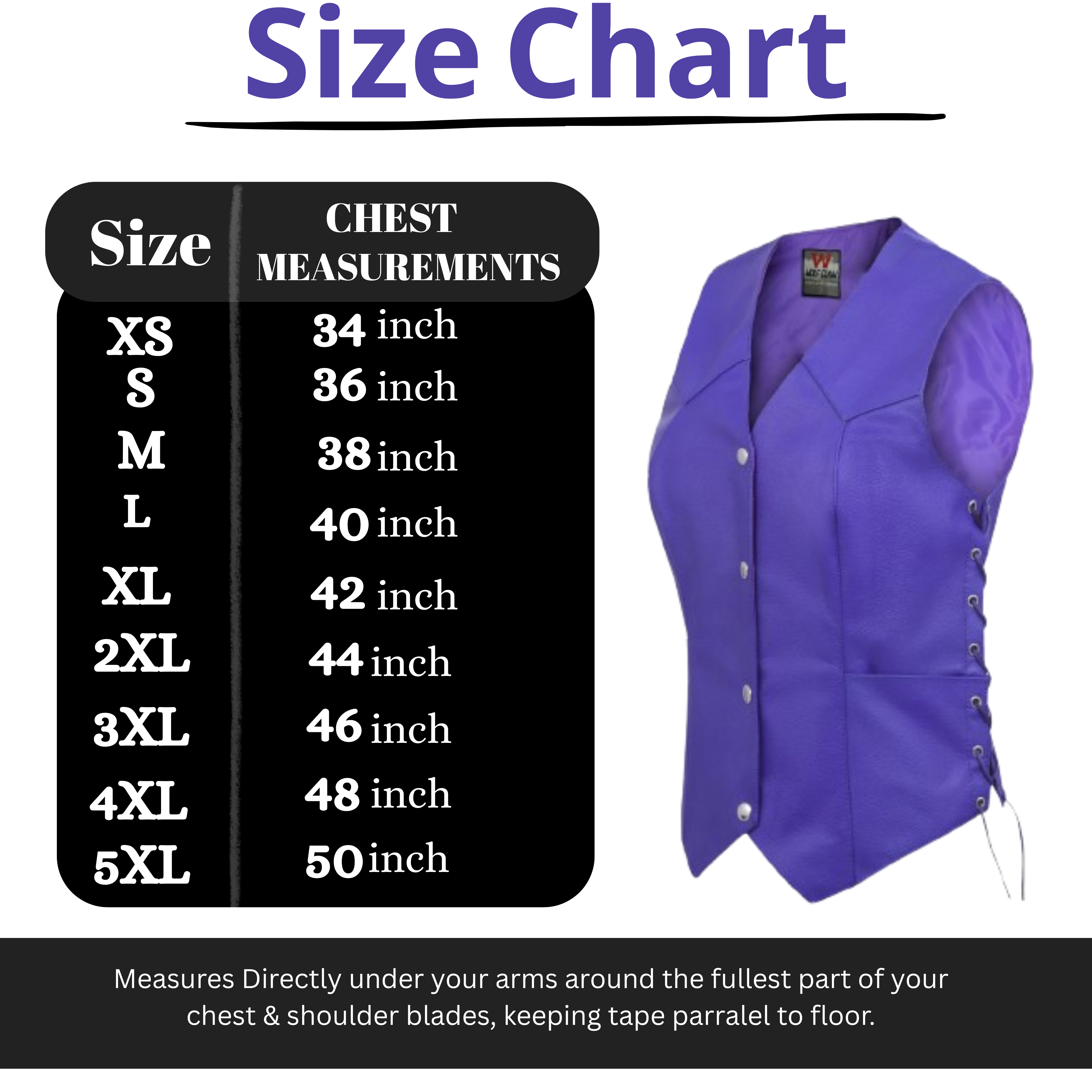 Passionate Purple Women’s Motorcycle Leather Vest – Club Style by Rexons | Easy Patch Sew Design