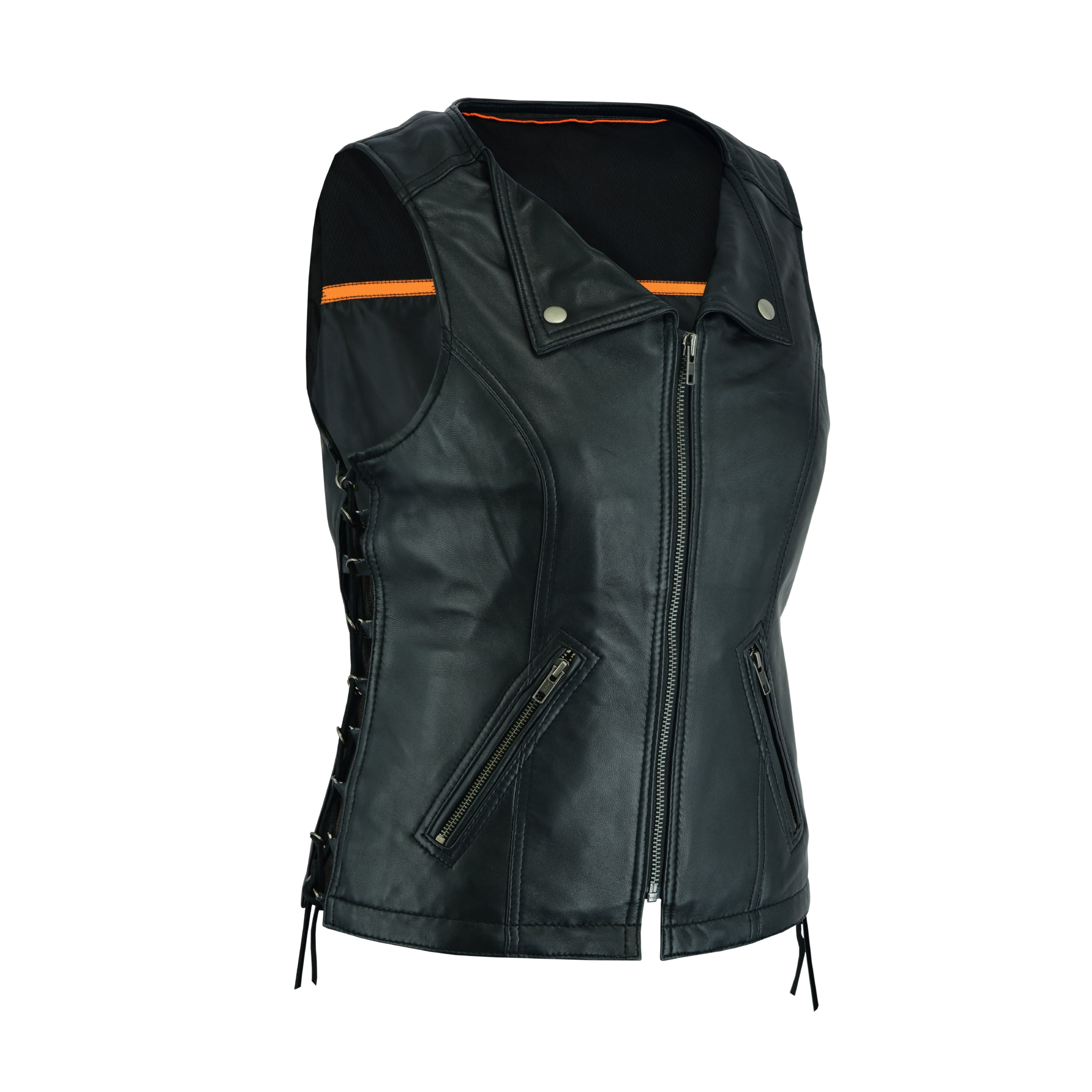 REB-VIX Ladies Revealing Side Laces Leather Vest – Sexy Club Style by Rexons