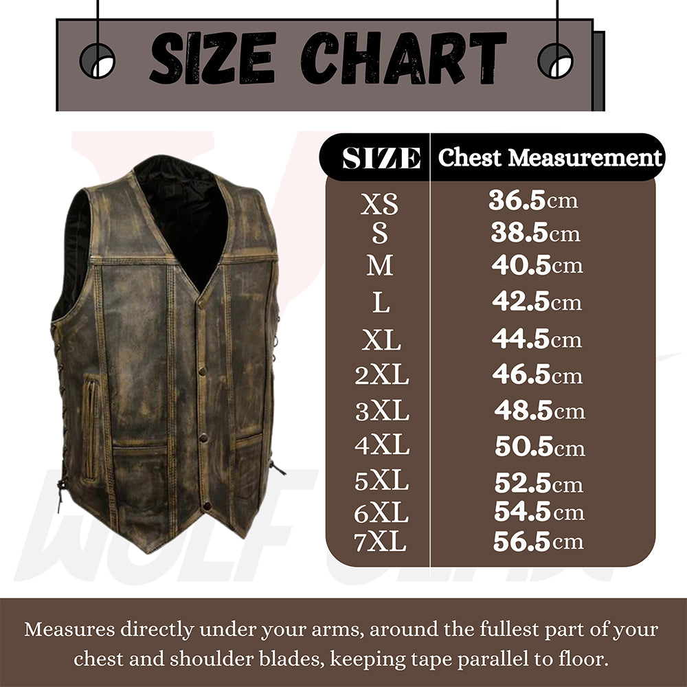 Men's Roulette 7-Pocket Motorcycle Vest – Distressed Brown Genuine Leather Biker Vest with Concealed Carry and Utility Pockets