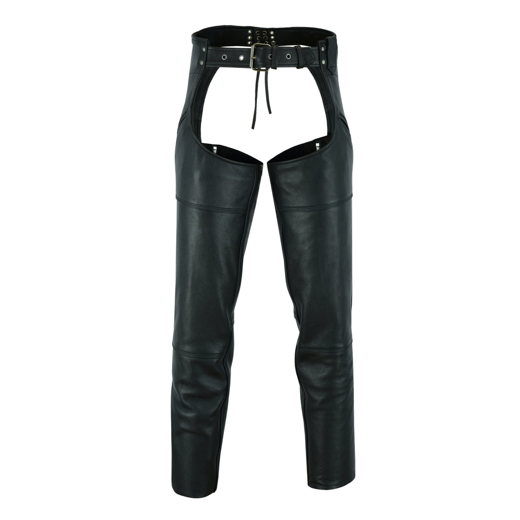 Leather Guard Unisex Motorcycle Chaps – Black Premium Leather Riding Gear for Men & Women