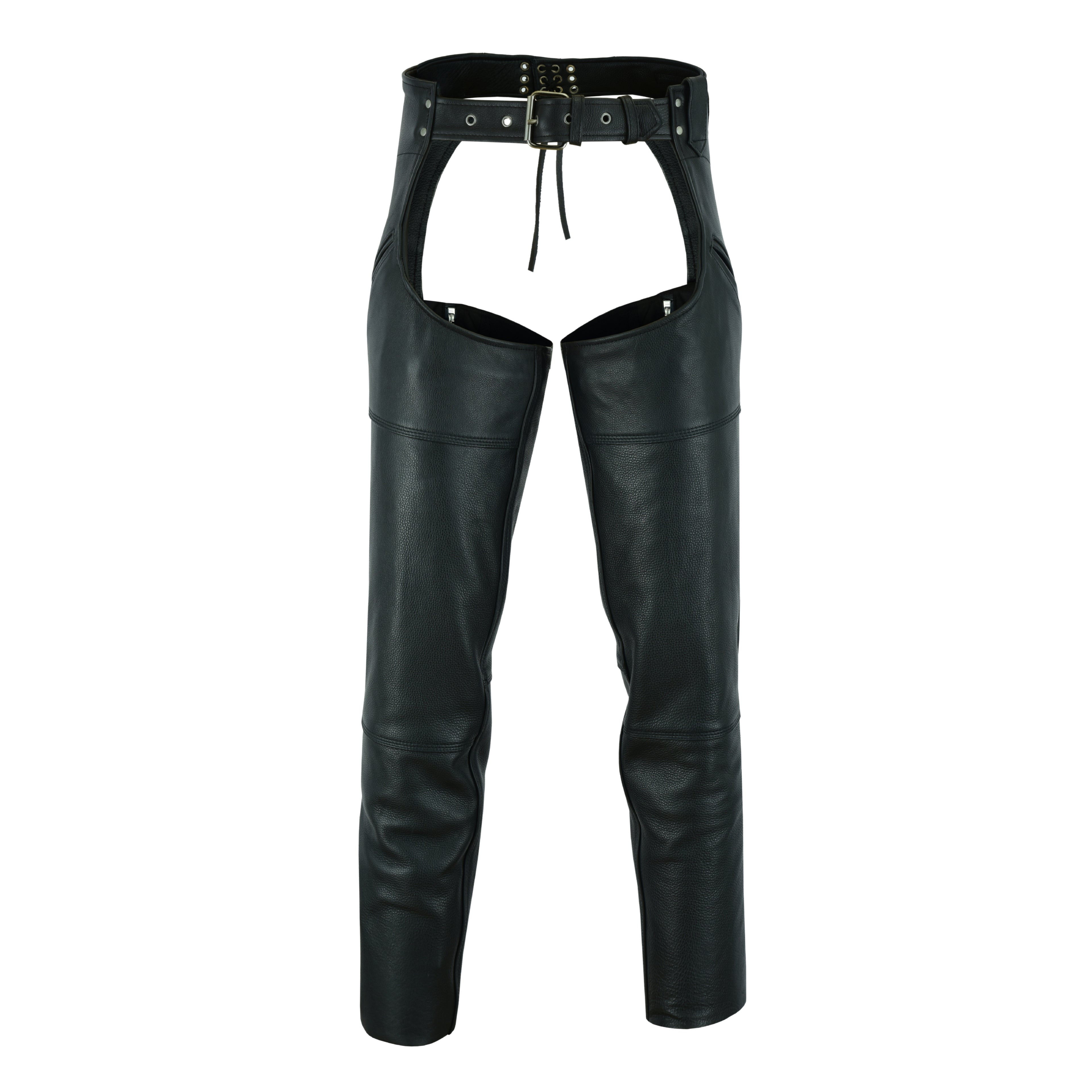 Leather Guard Unisex Motorcycle Chaps – Black Premium Leather Riding Gear for Men & Women