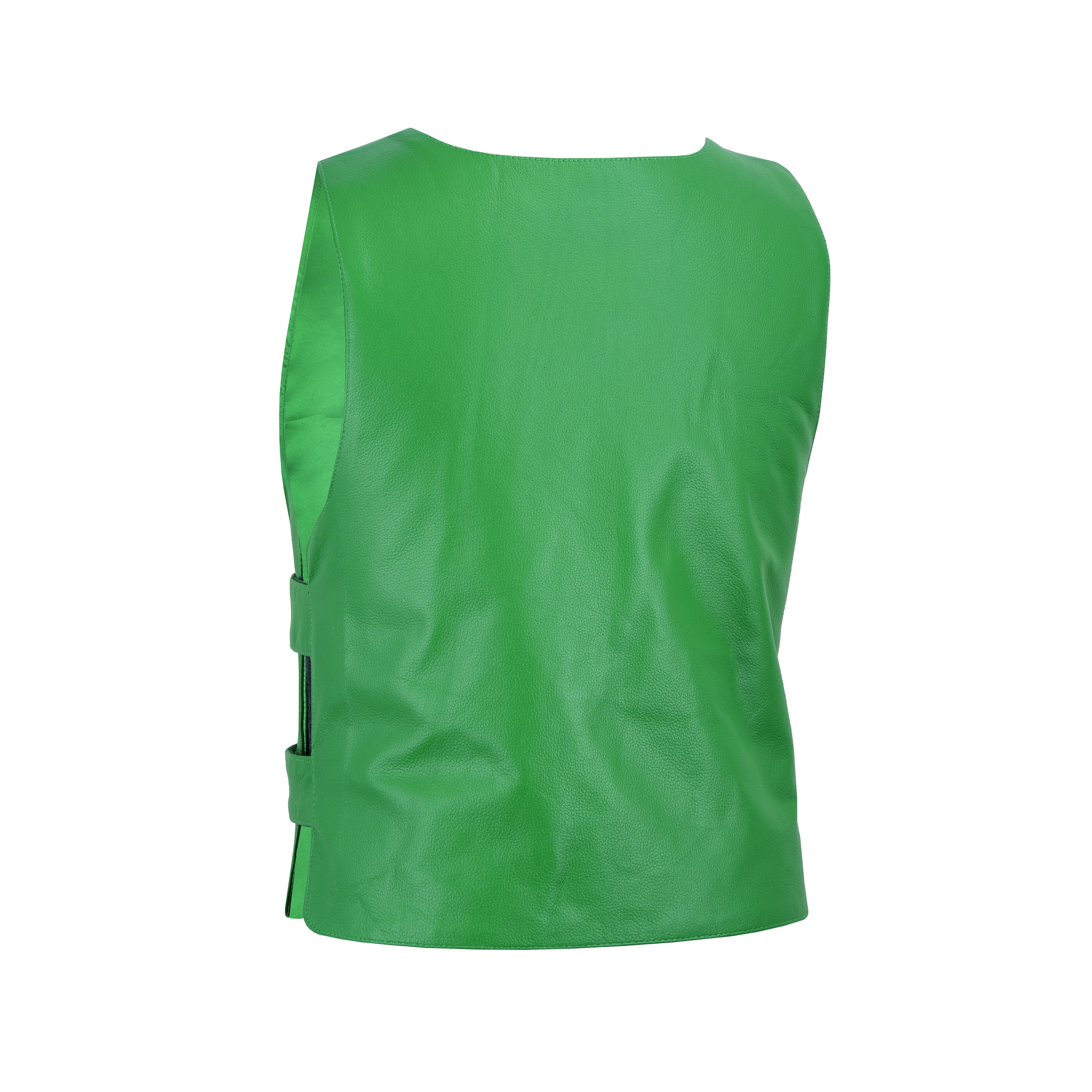 Men's Tactical Bulletproof-Style Green Leather Biker Vest – Military-Inspired Streetwear by Rexons