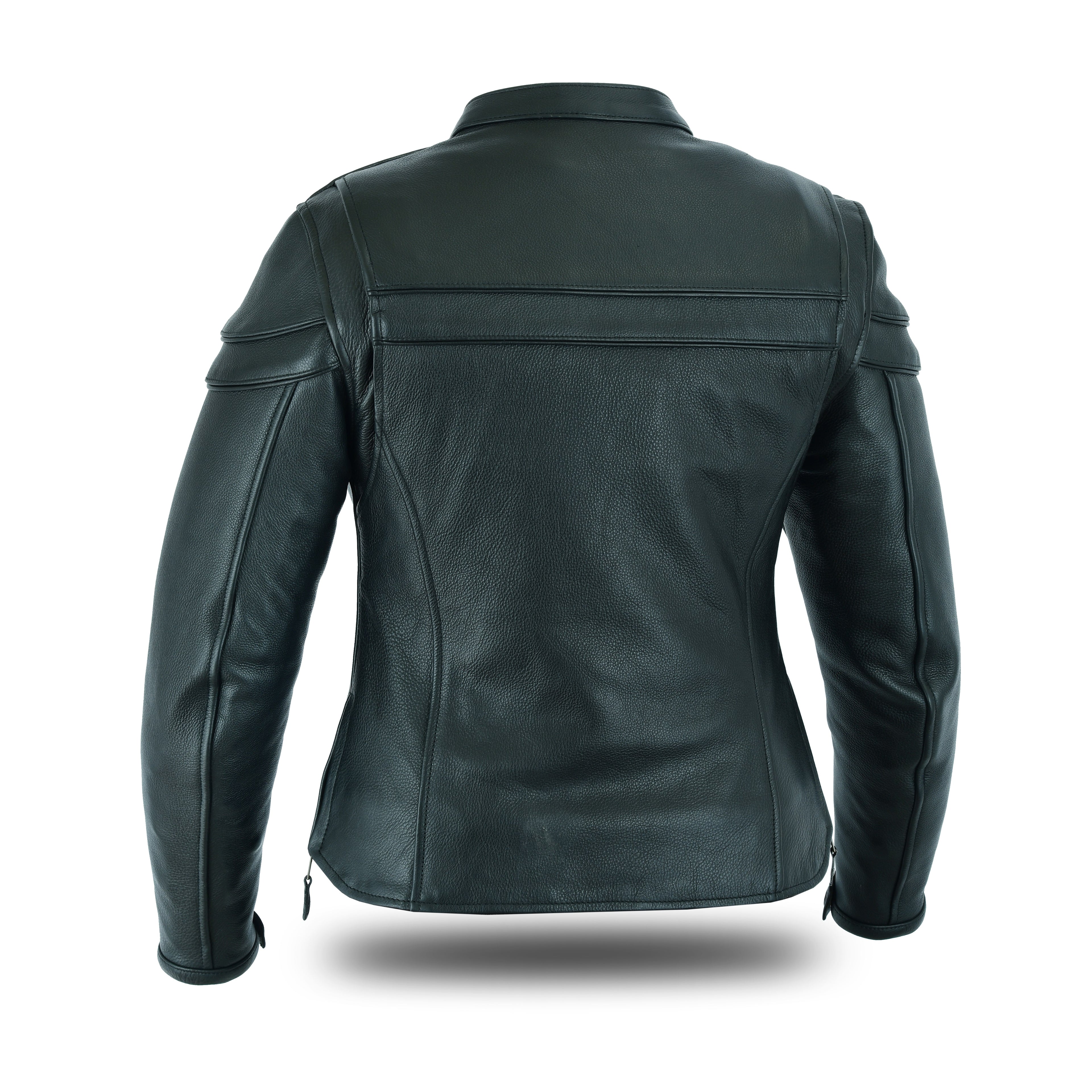 Women’s Full-Length Motorcycle Leather Jacket – Side Lace Design with Pocket