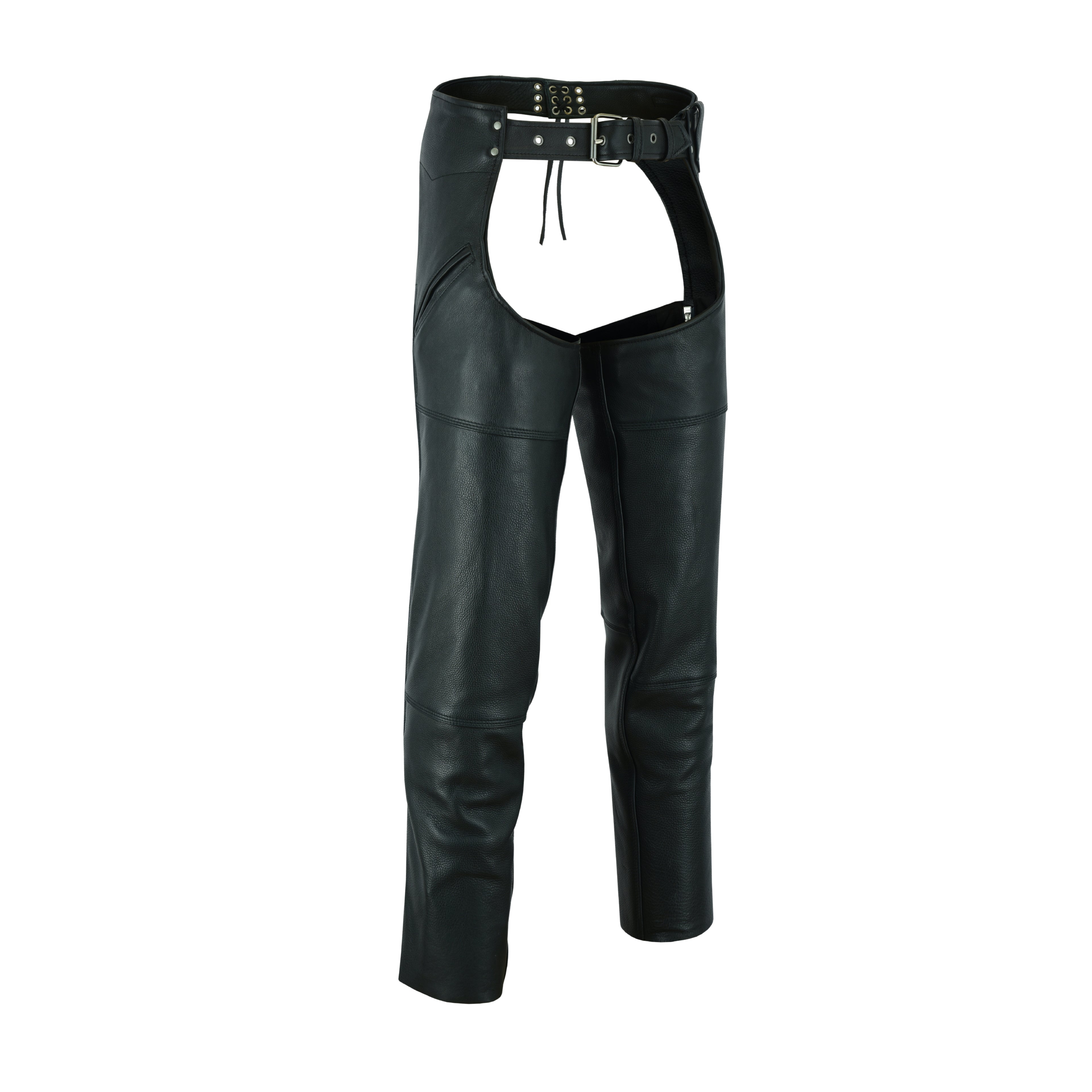 Leather Guard Unisex Motorcycle Chaps – Black Premium Leather Riding Gear for Men & Women