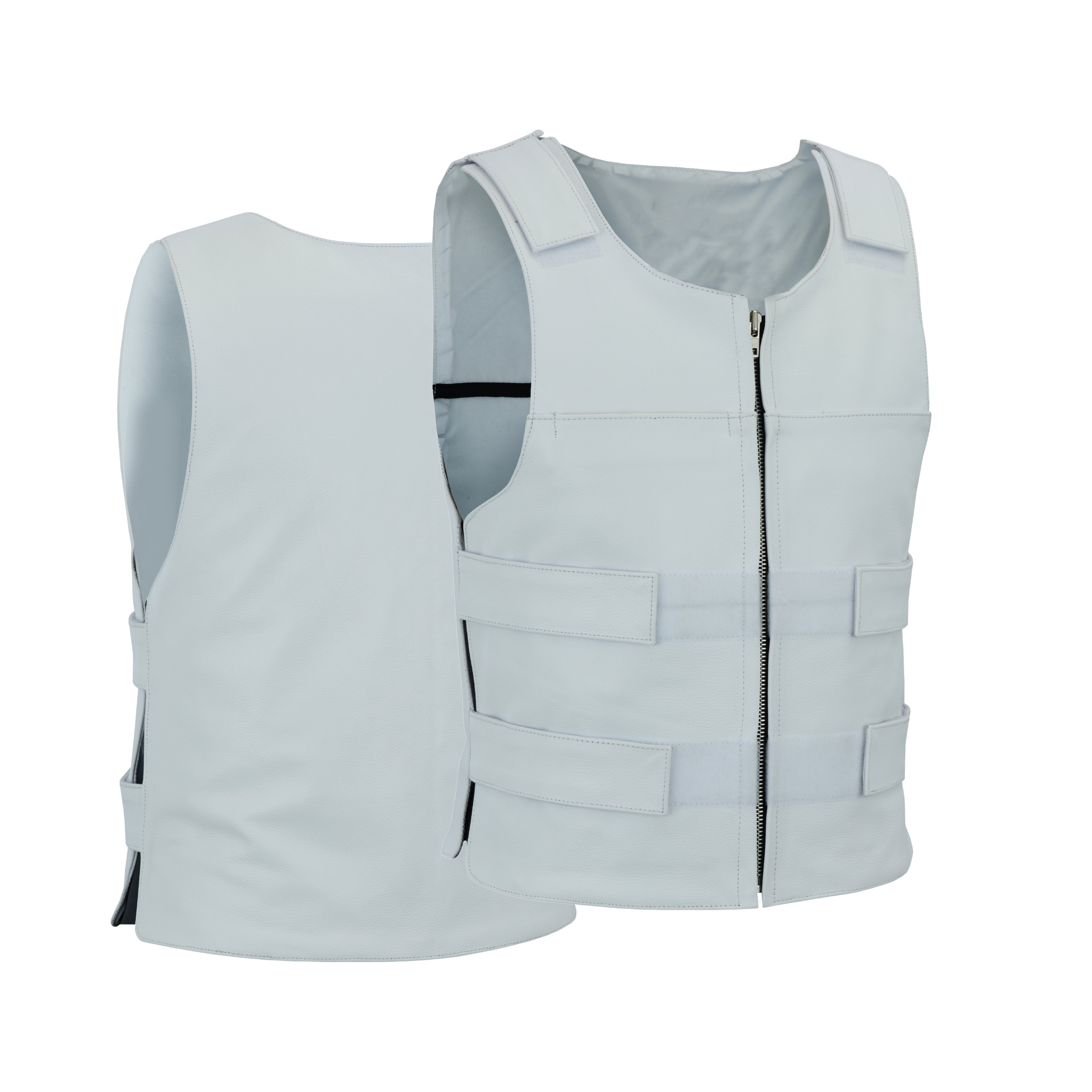 Men's White Bulletproof-Style Leather Vest for Biker Clubs – Bold Streetwear by Rexons