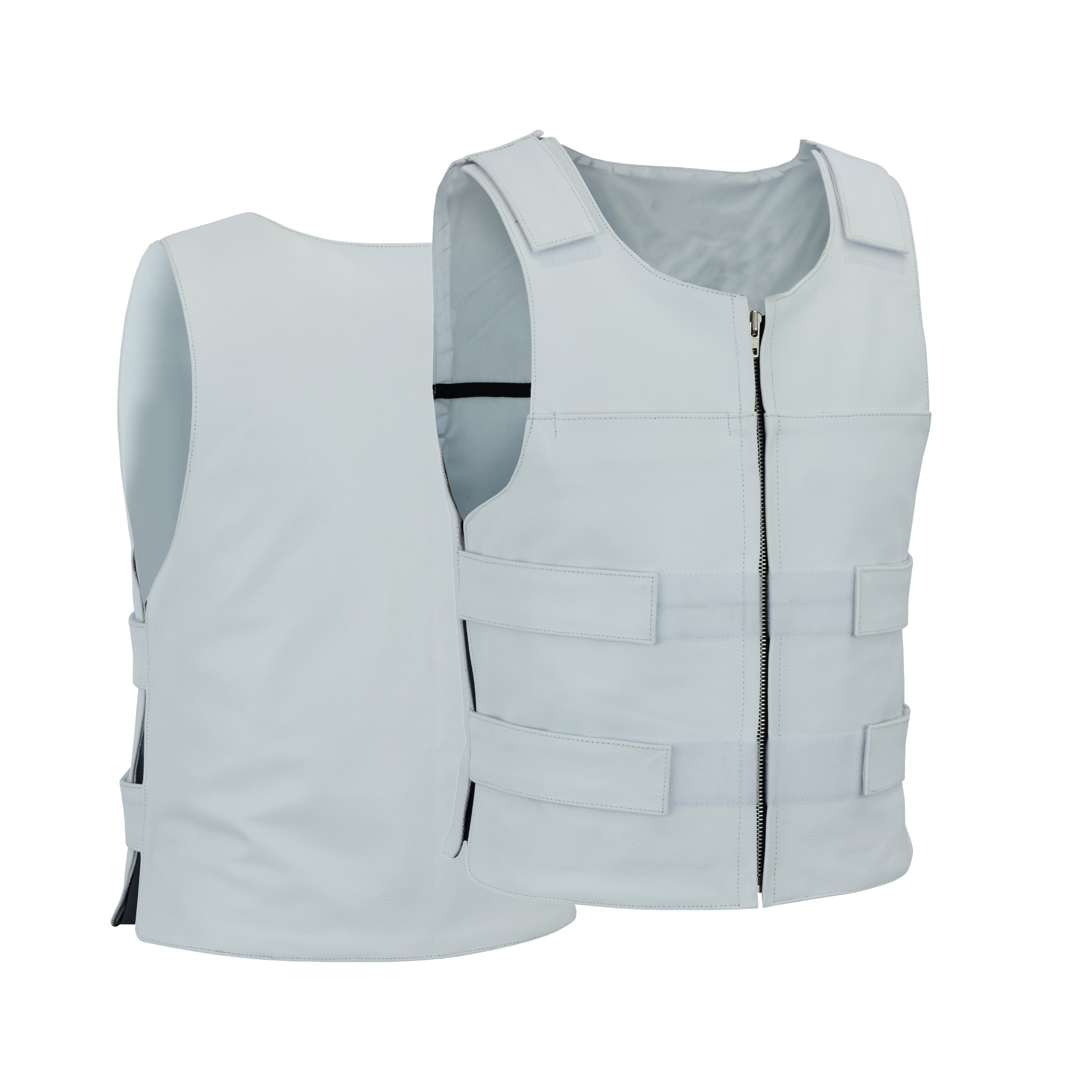Men's White Bulletproof-Style Leather Vest for Biker Clubs – Bold Streetwear by Rexons