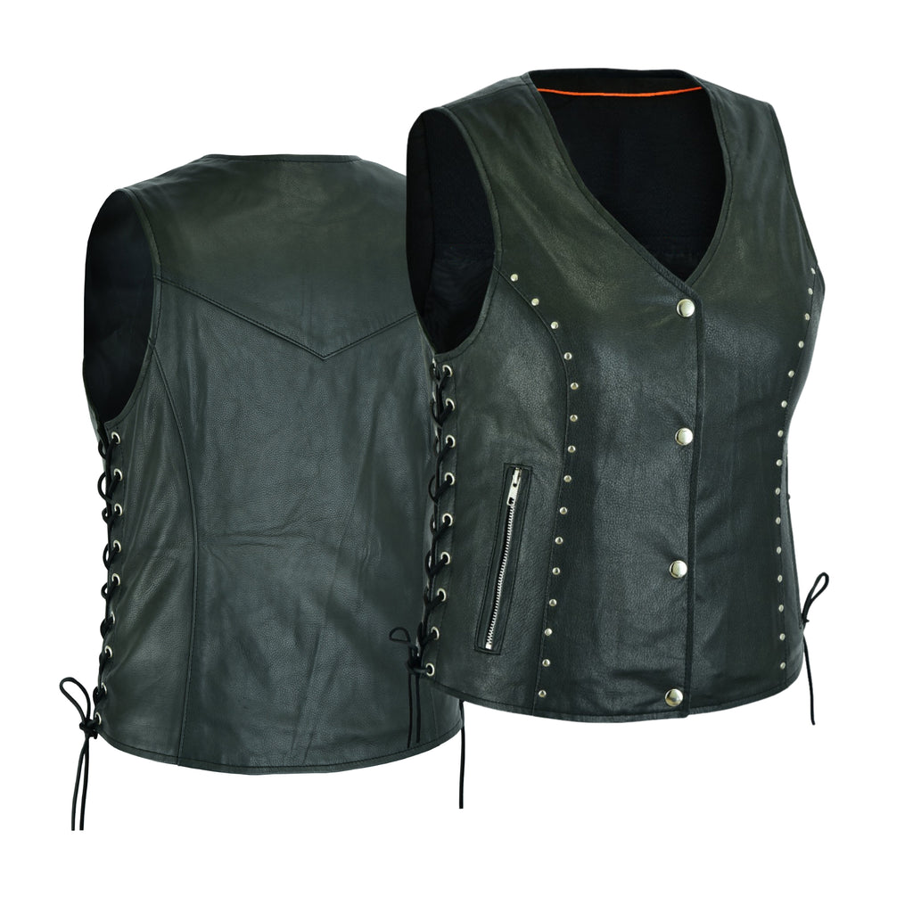 Naked Leather Motorcycle Vest with Side Laces – by Rexons