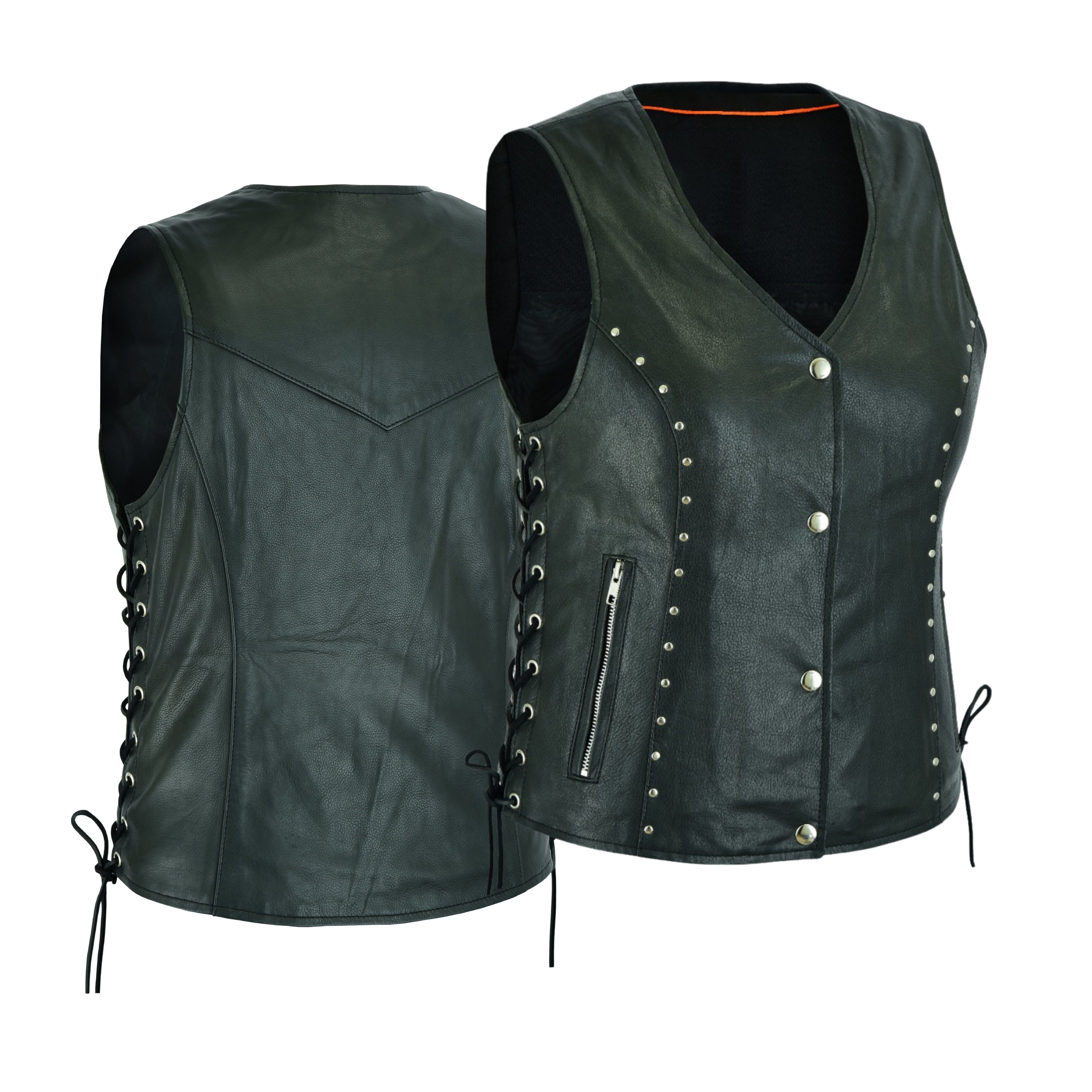 Naked Leather Motorcycle Vest with Side Laces – by Rexons