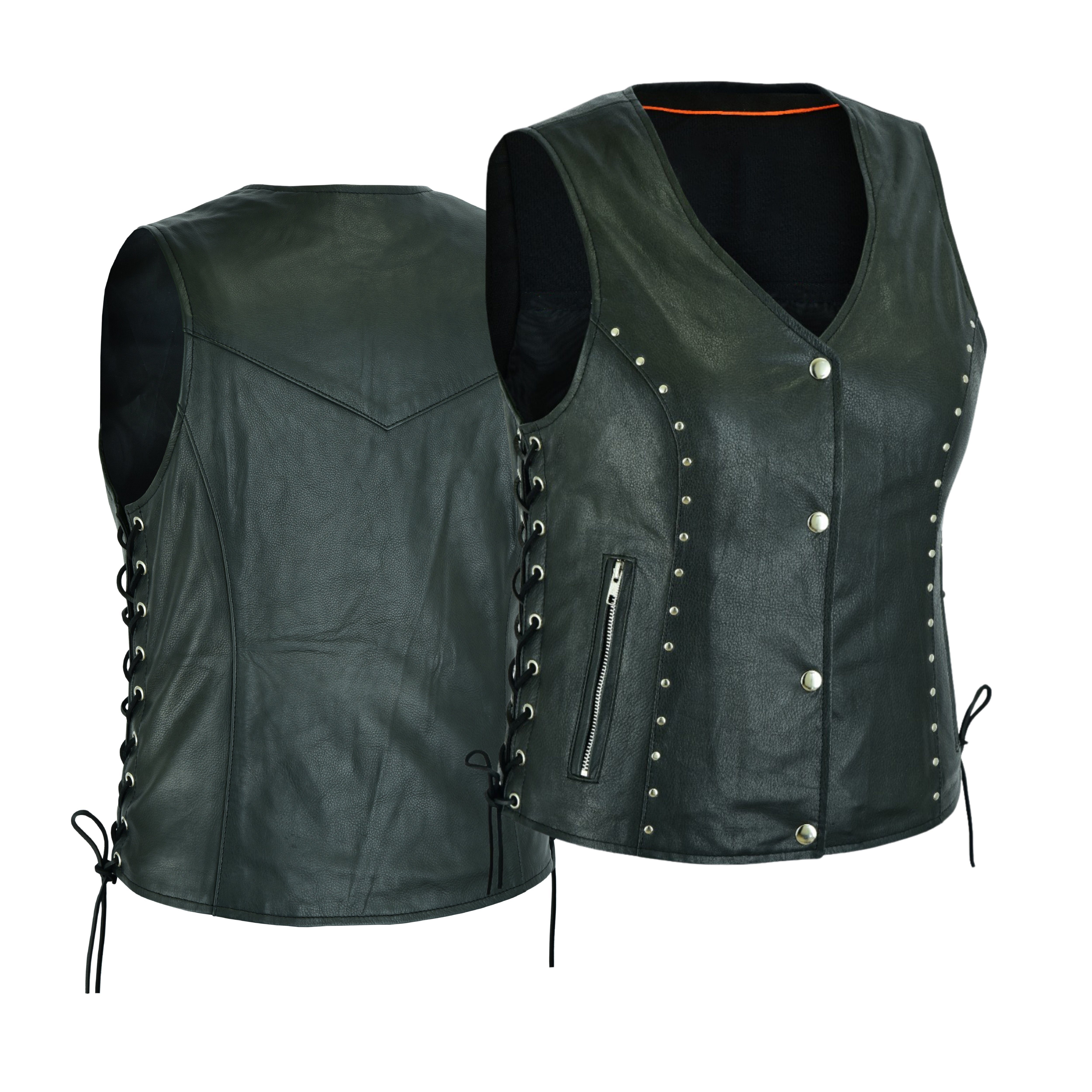 Naked Leather Motorcycle Vest with Side Laces – by Rexons