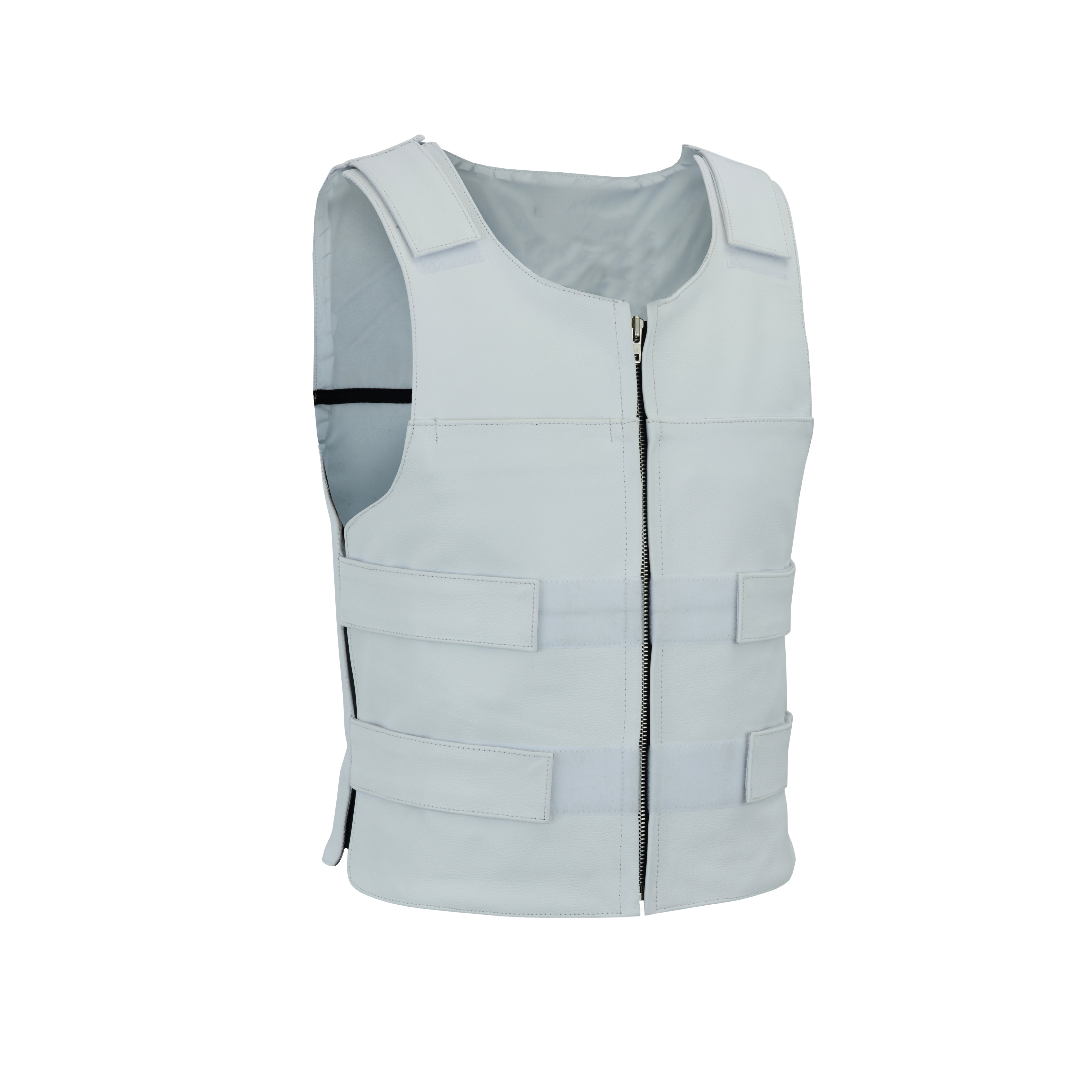 Men's White Bulletproof-Style Leather Vest for Biker Clubs – Bold Streetwear by Rexons