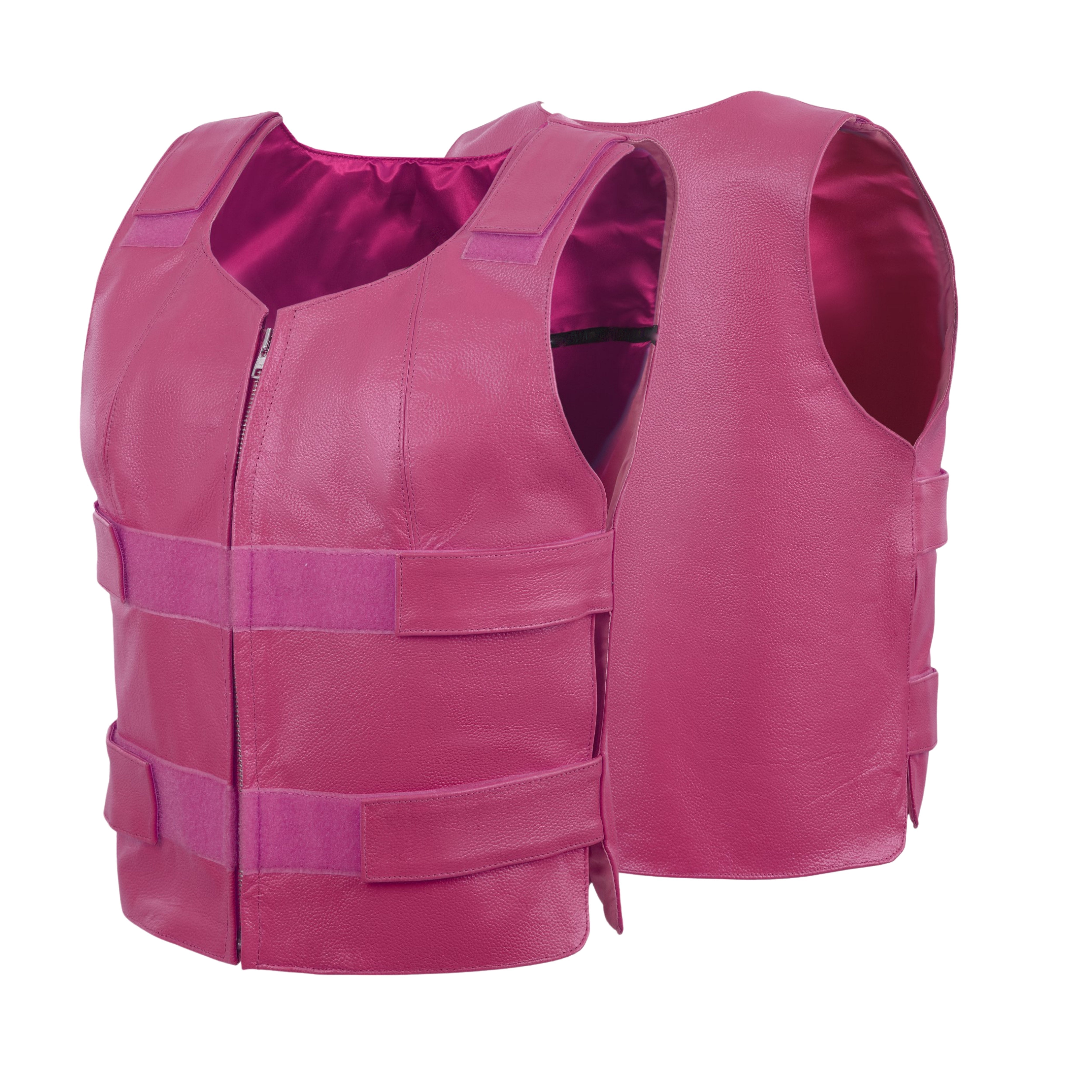 Hot Pink Women’s Leather Vest – Bulletproof Style Biker Club Gear by Rexons