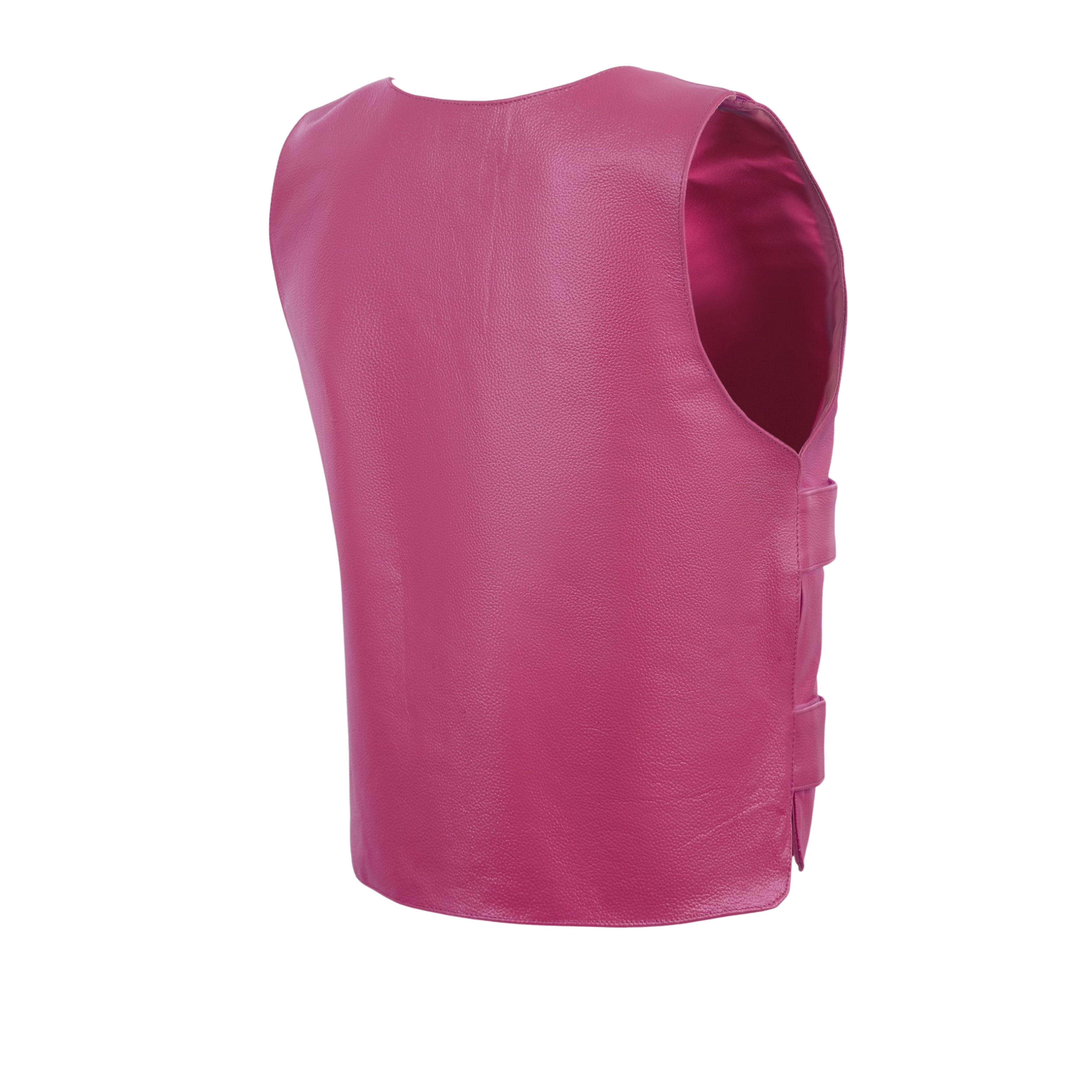 Hot Pink Women’s Leather Vest – Bulletproof Style Biker Club Gear by Rexons
