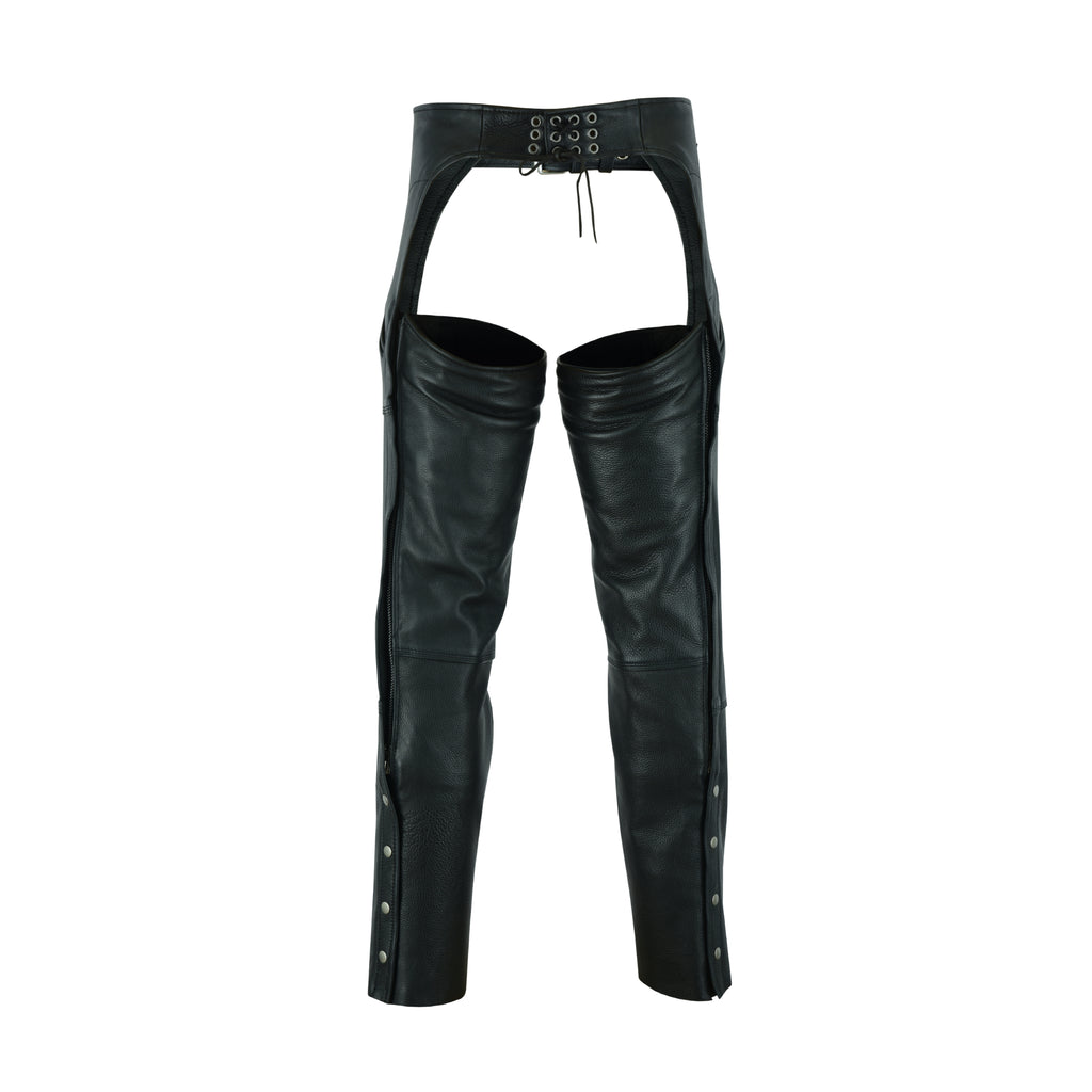 Leather Guard Unisex Motorcycle Chaps – Black Premium Leather Riding Gear for Men & Women
