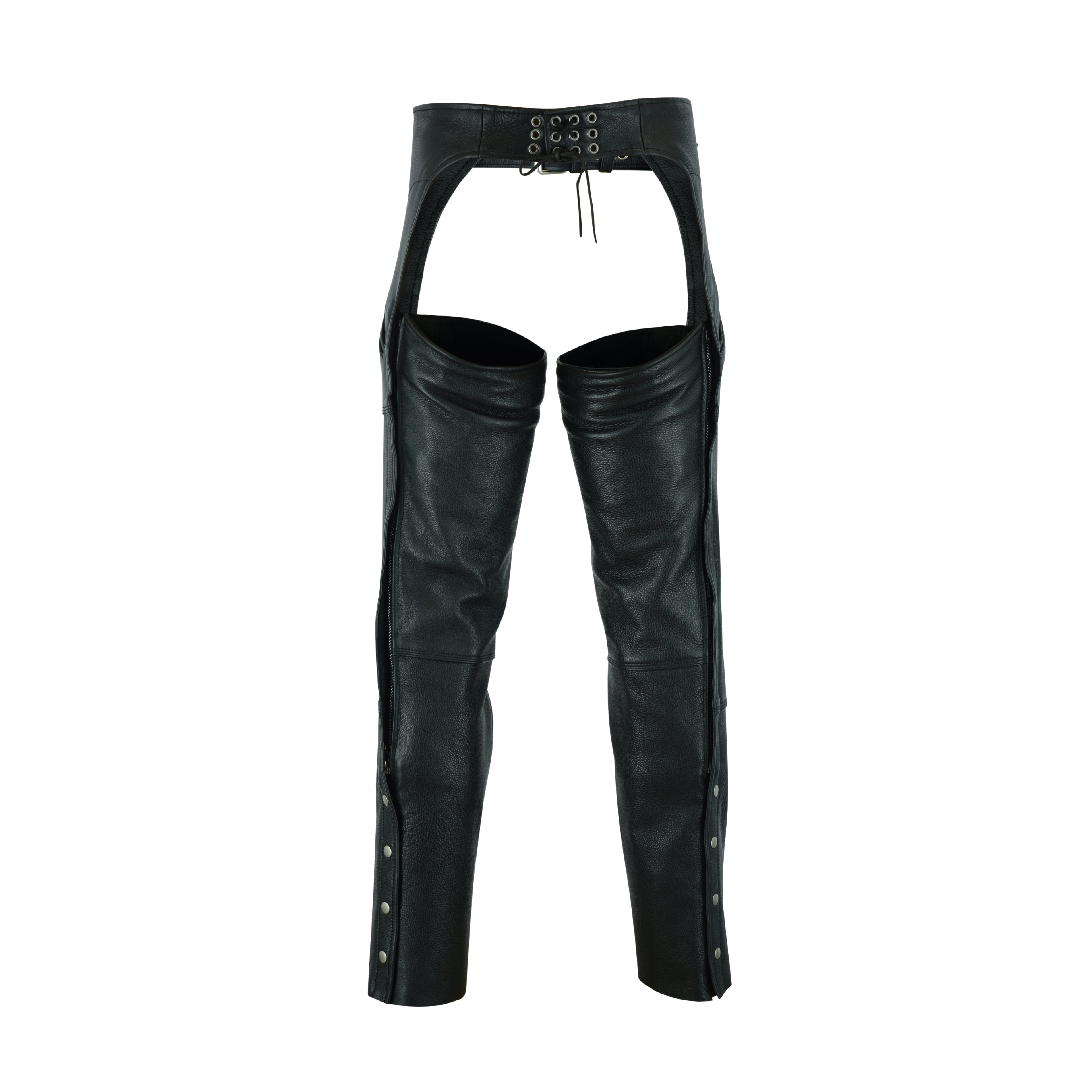 Leather Guard Unisex Motorcycle Chaps – Black Premium Leather Riding Gear for Men & Women