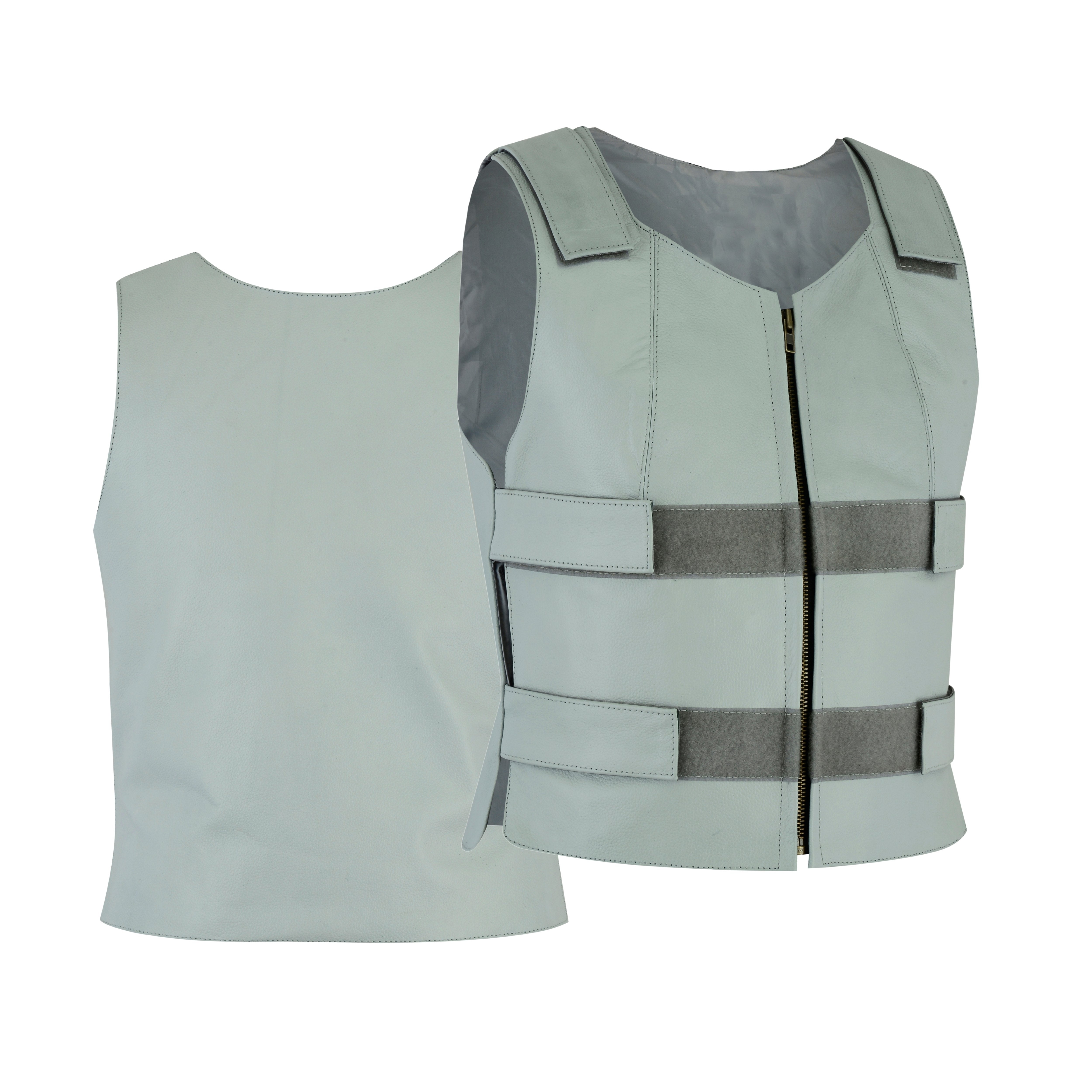 Women’s White Bulletproof Style Leather Vest – Club Riding Gear by Rexons