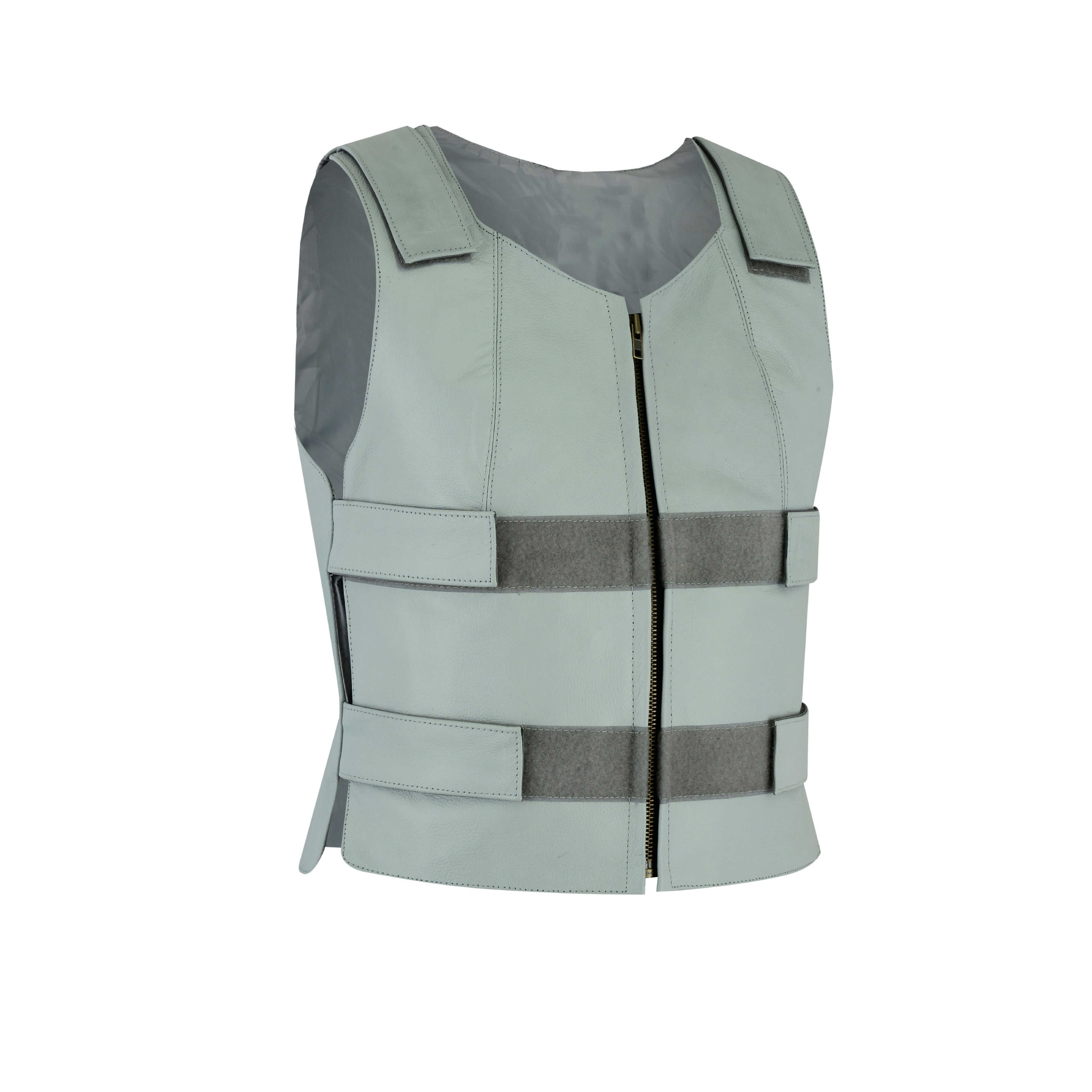 Women’s White Bulletproof Style Leather Vest – Club Riding Gear by Rexons
