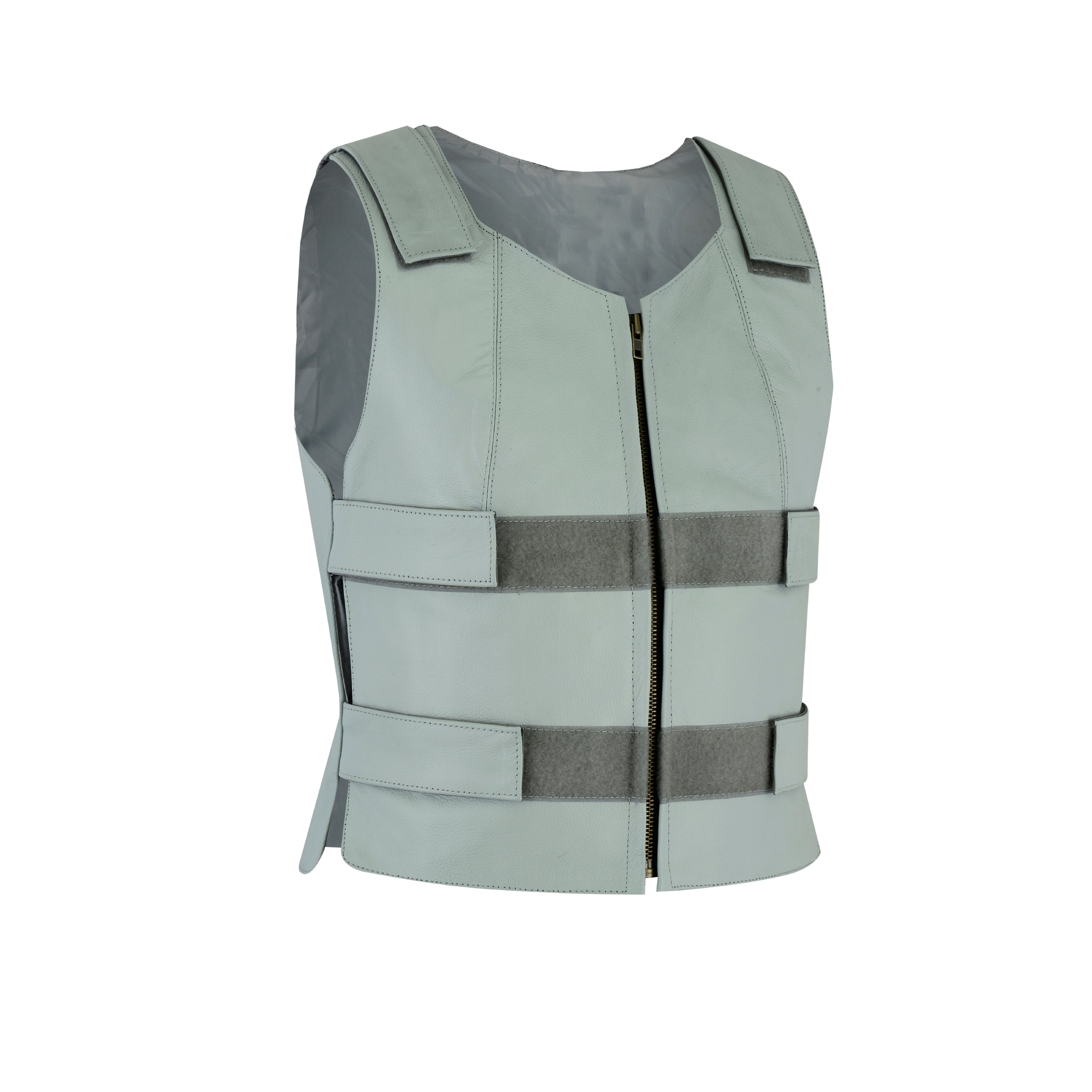 Women’s White Bulletproof Style Leather Vest – Club Riding Gear by Rexons