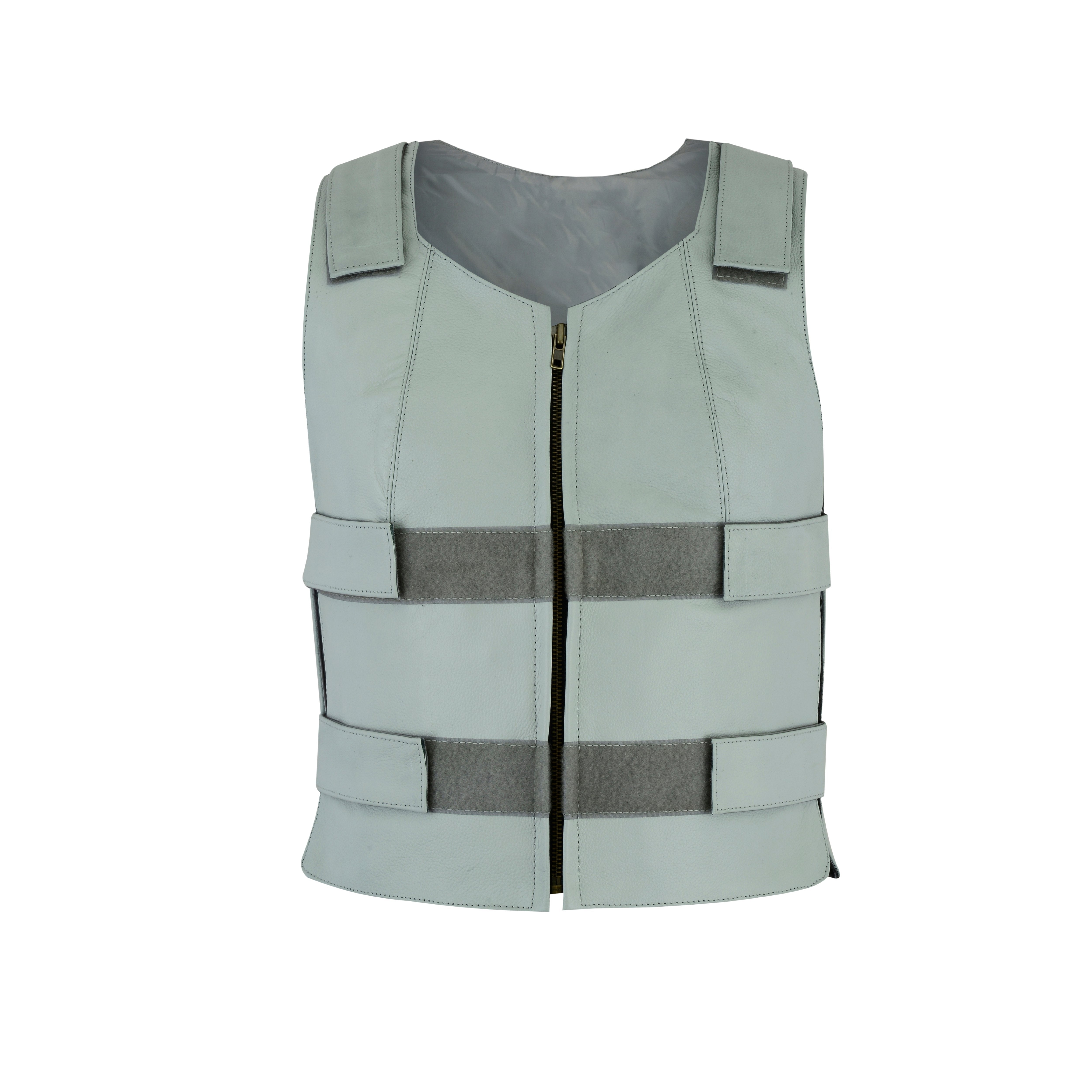 Women’s White Bulletproof Style Leather Vest – Club Riding Gear by Rexons