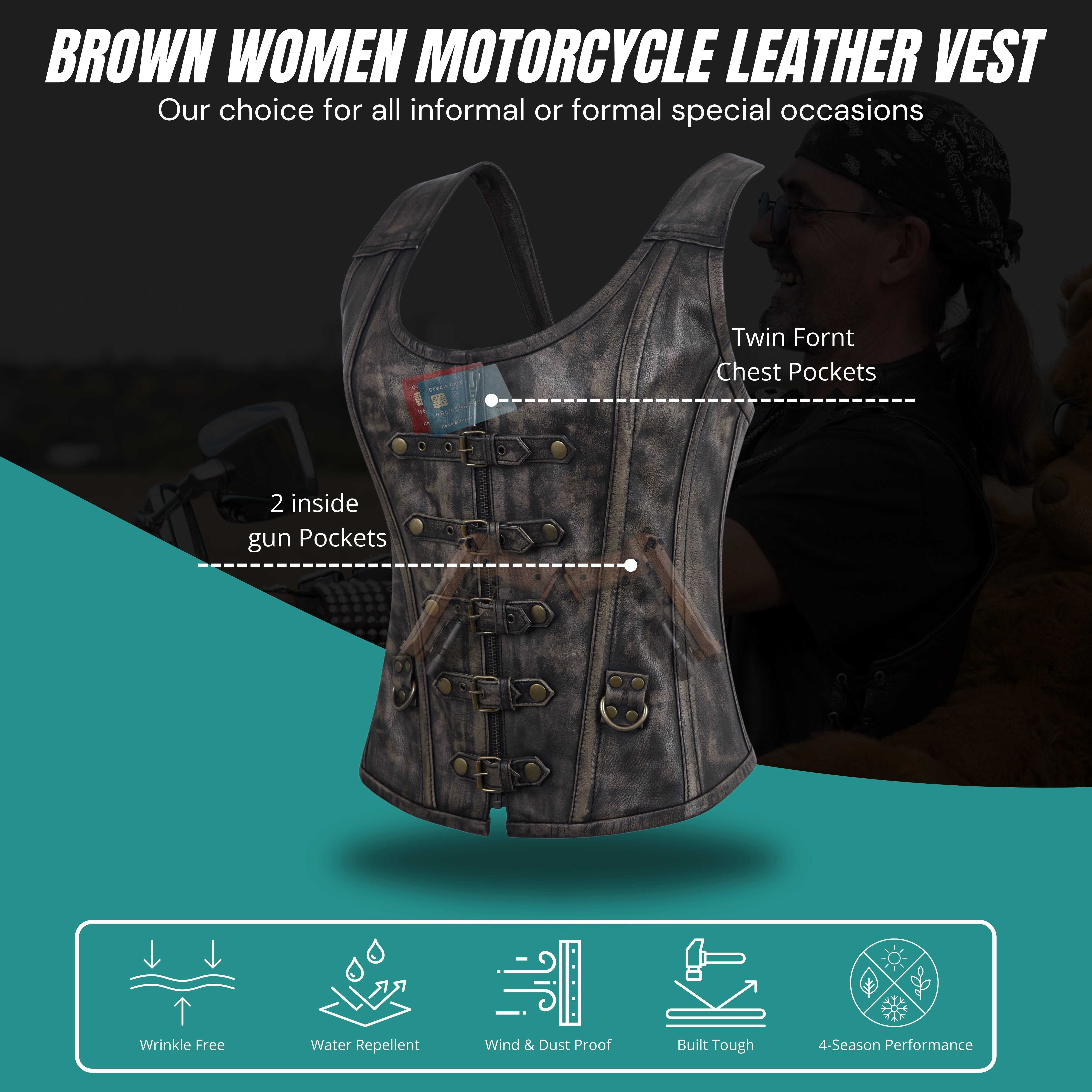 Women’s Leather Corselet Bustier – Shoulder Strap, Zipper & Buckle Overbust Body Shaper by Rexons