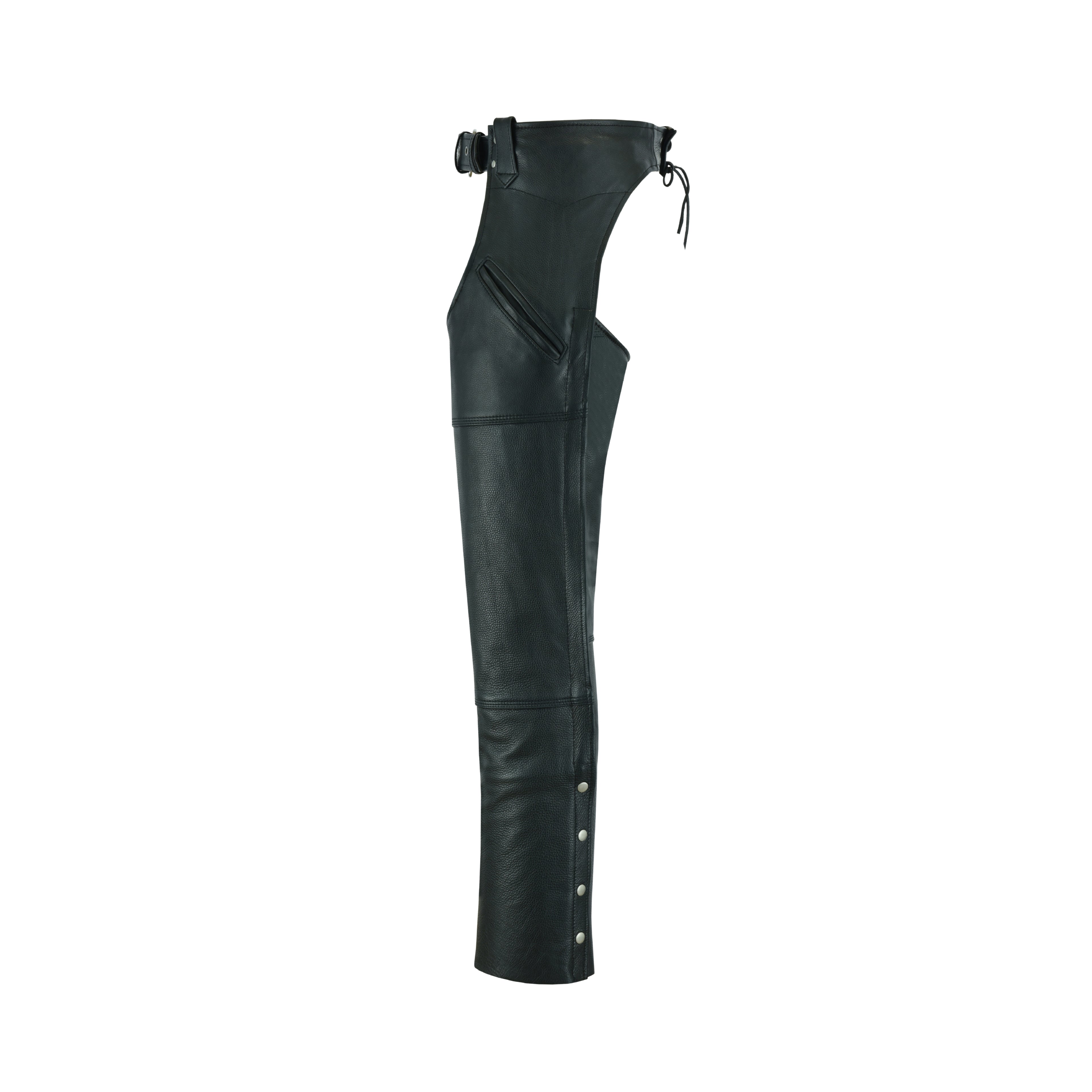 Leather Guard Unisex Motorcycle Chaps – Black Premium Leather Riding Gear for Men & Women