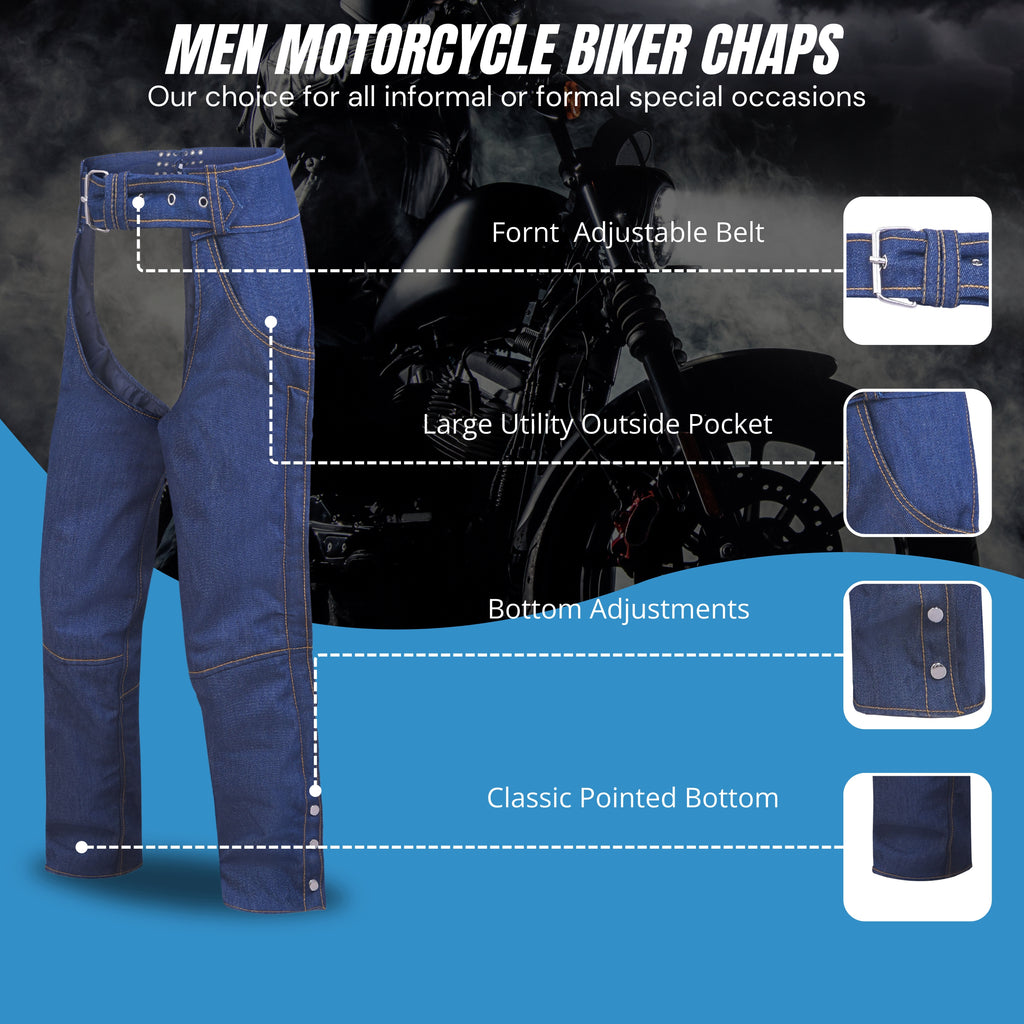 Milwaukee Leather Women’s Premium Textile Motorcycle Riding Chaps – Lightweight Protective Biker Gear
