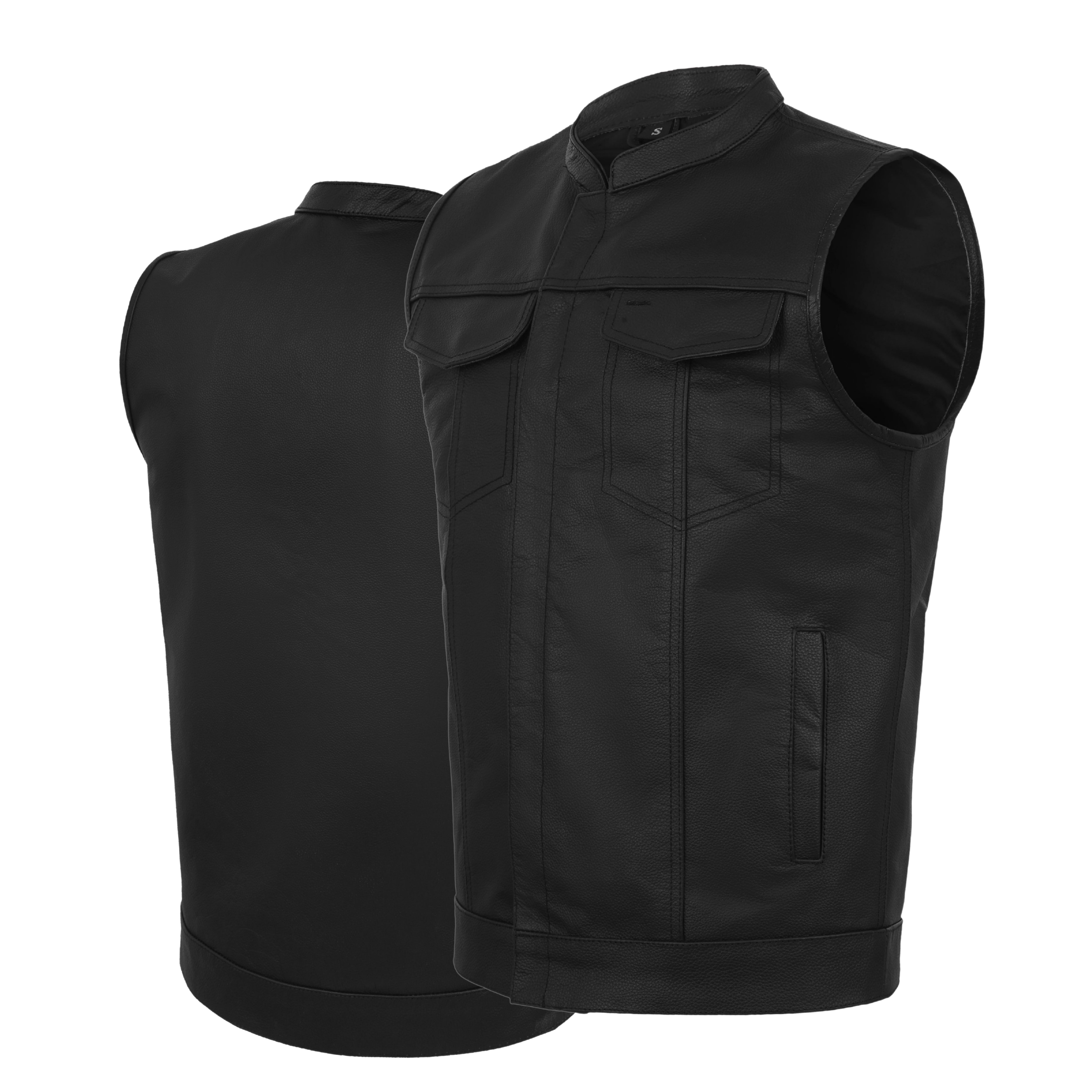 Motorcycle Vest for Men – Premium Buffalo Leather Riding Vest with Back Armor & Inside Pockets | All-Season Club Style by Rexons