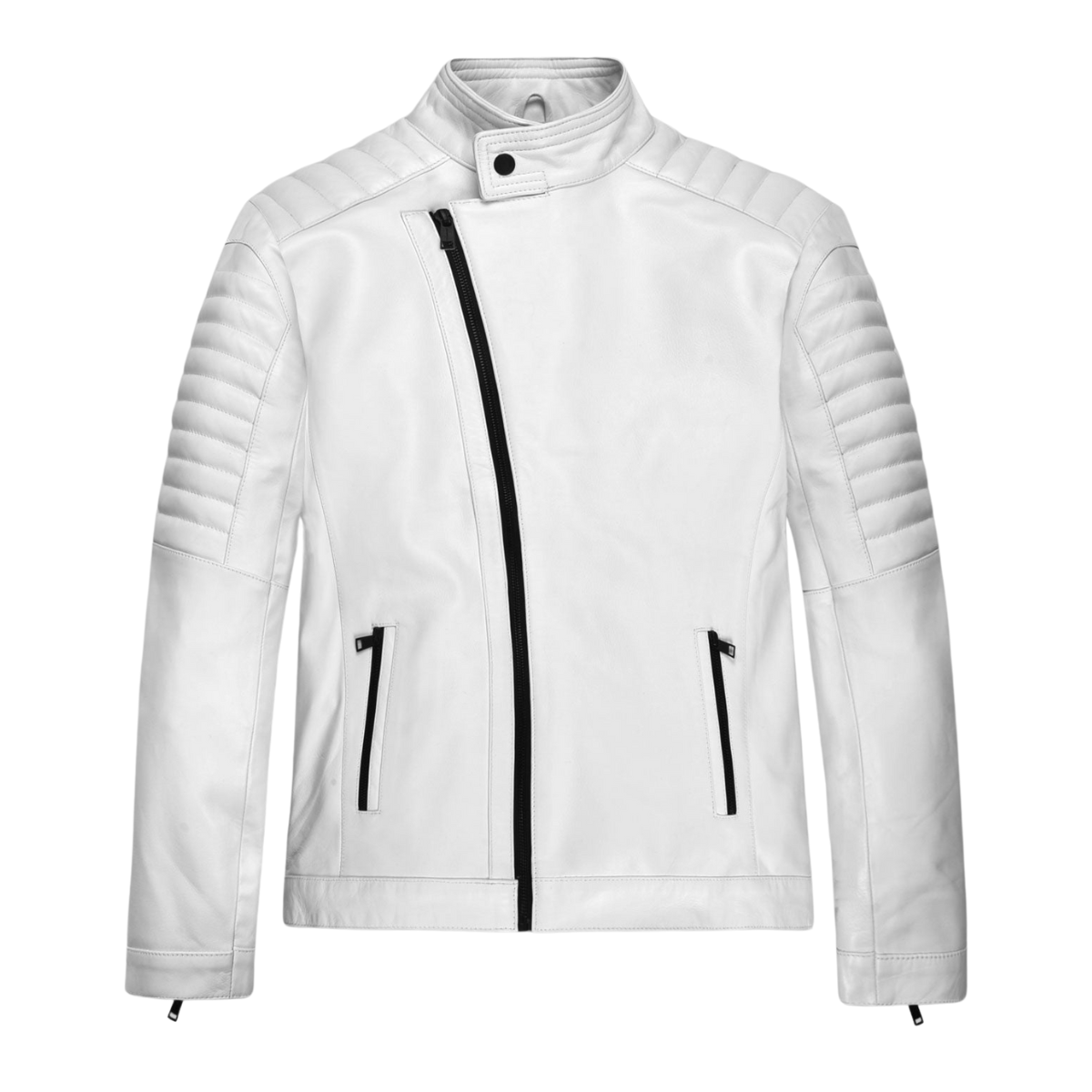 Men’s Leather White Color Fashion Jacket