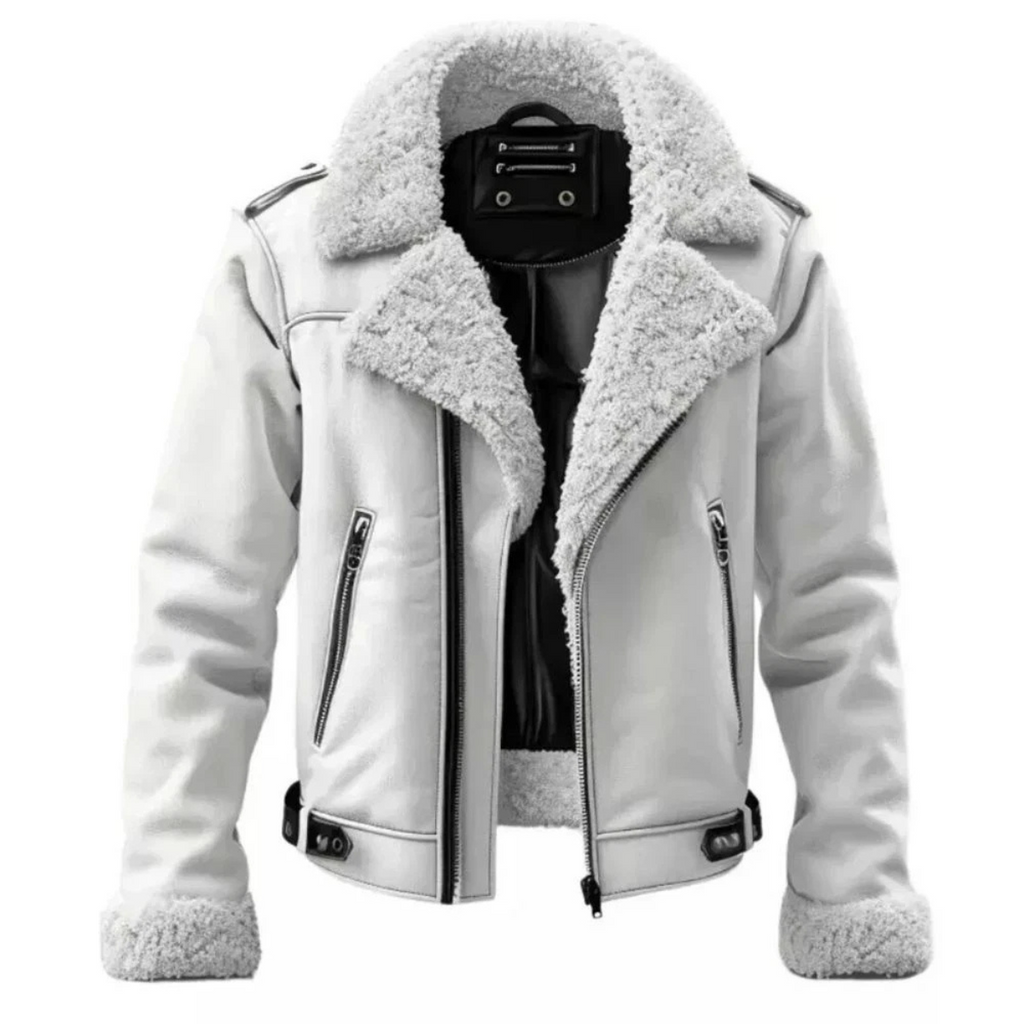 Men’s White Sheepskin Leather Jacket
