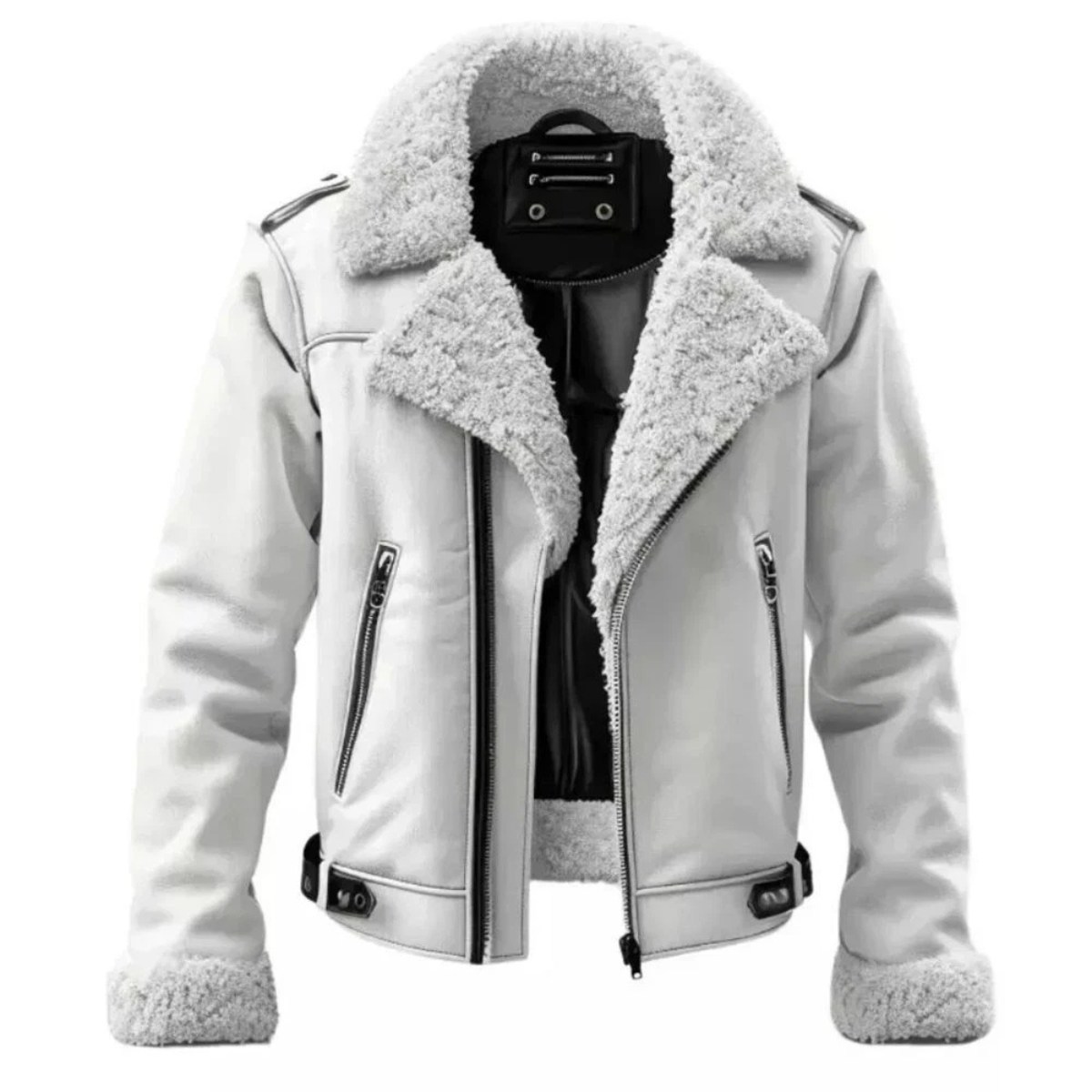 Men’s White Sheepskin Leather Jacket