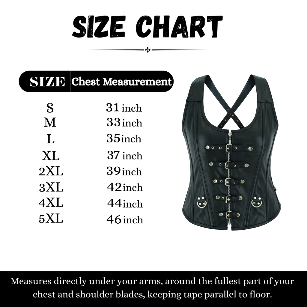 Women’s Gothic Punk Rock Leather Corset Top – Steel Boned Steampunk Bustier with Halter Shoulder Straps & Buckles by Rexons