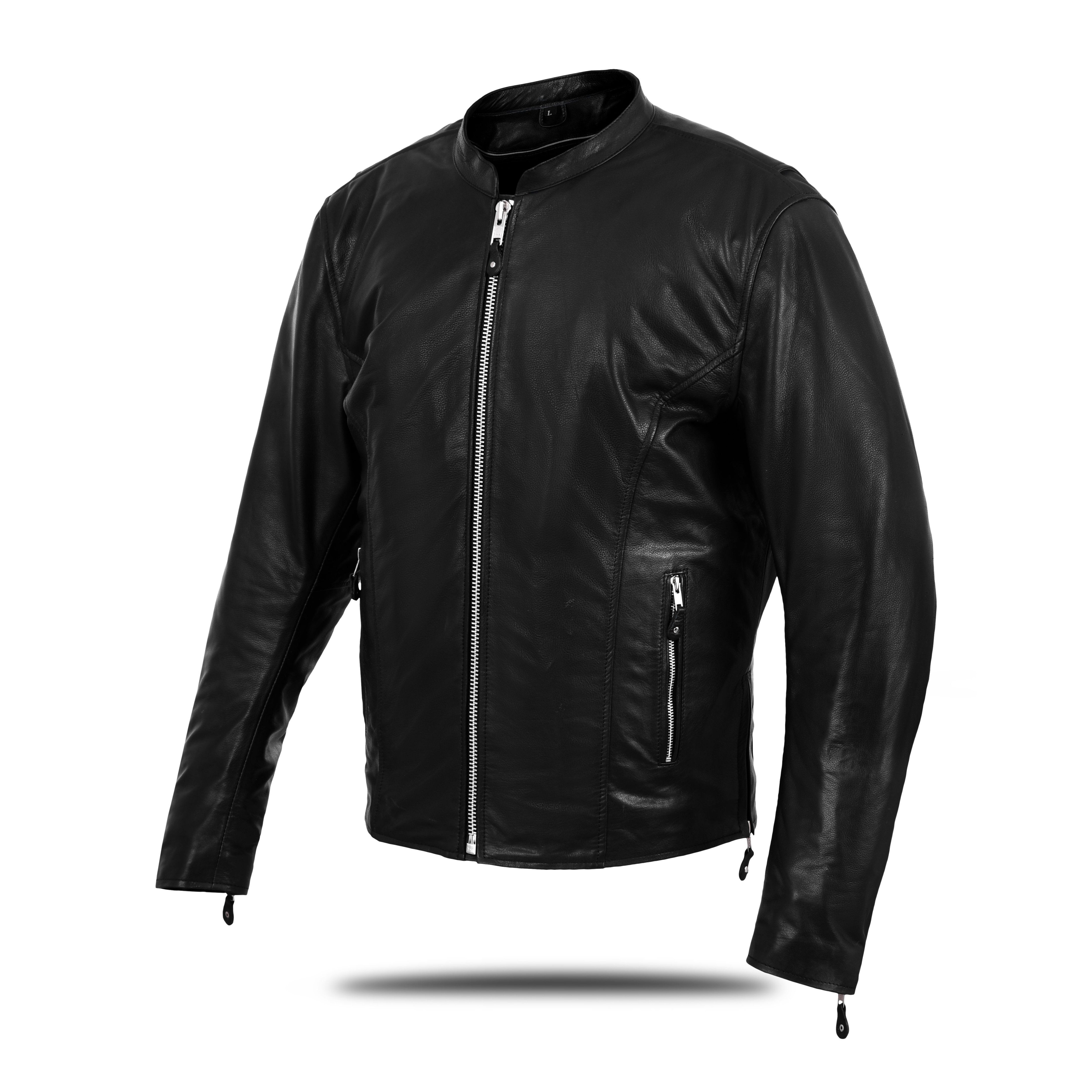 Men’s Motorcycle Café Style Leather Jacket – Sleek Retro Riding Design