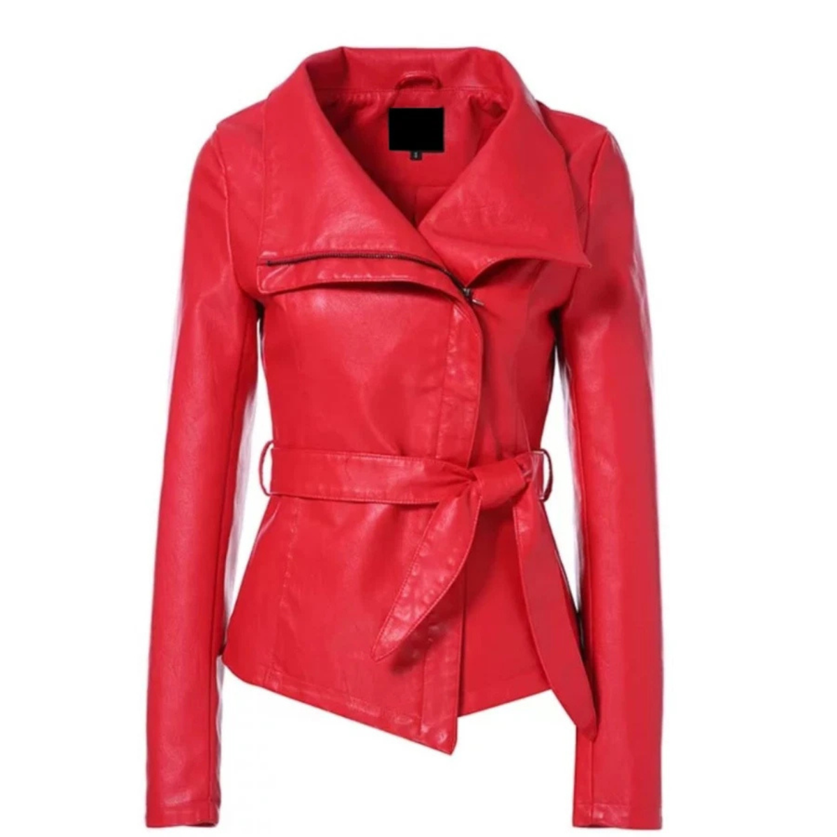 Women’s Black & Red Leather Moto Jacket