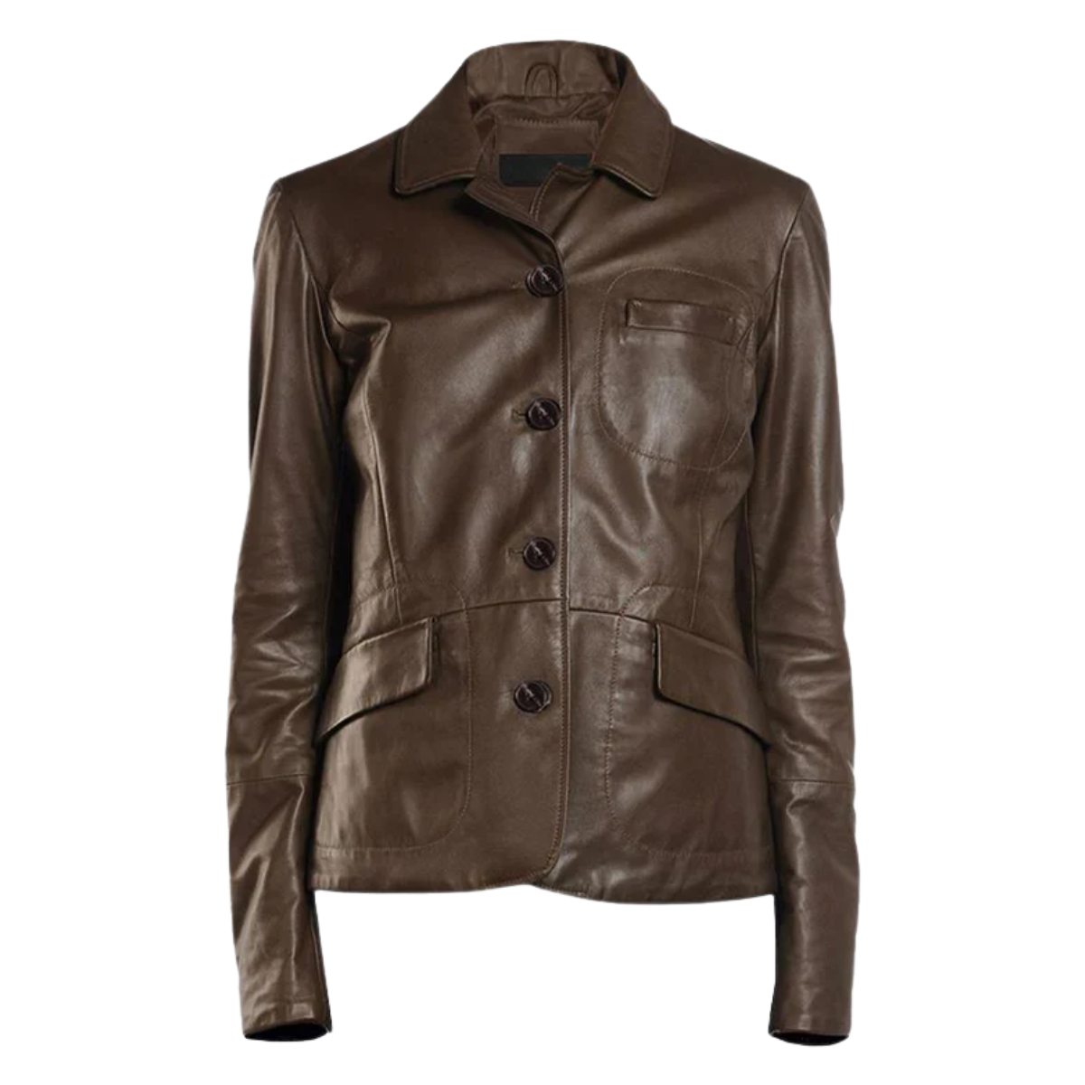 Women's Full Sleeve Brown Leather Jacket