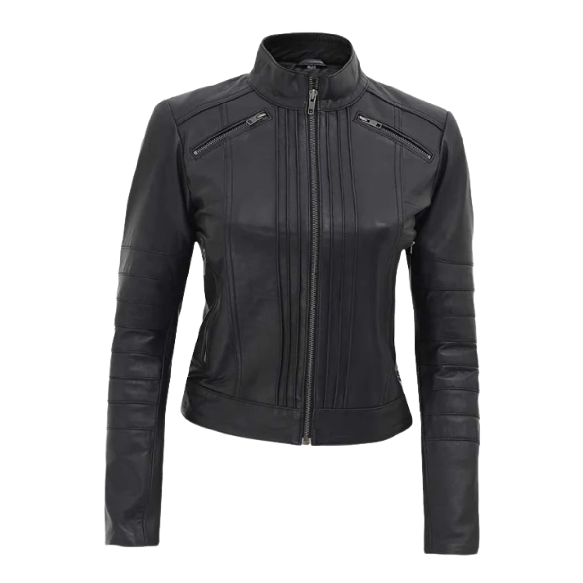 Women’s Black Slim-Fit Leather Jacket