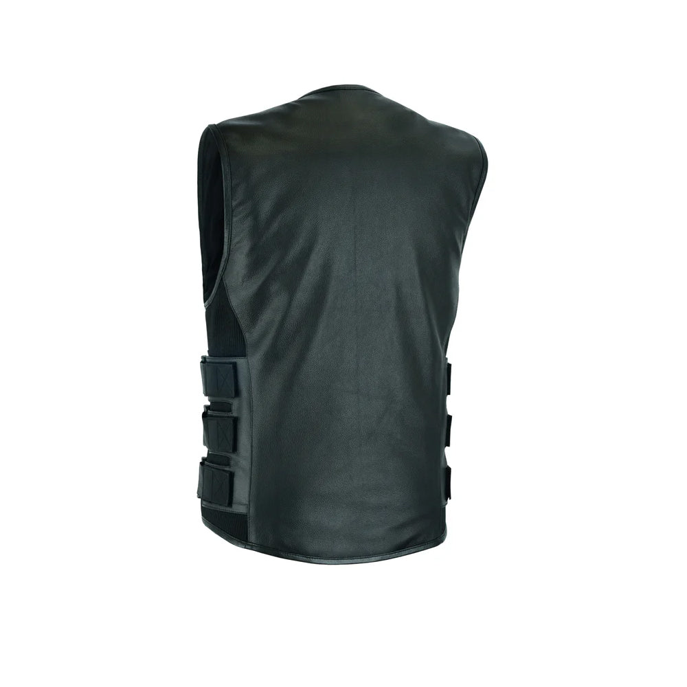 Men's Motorcycle Swat Team Style Leather Vest
