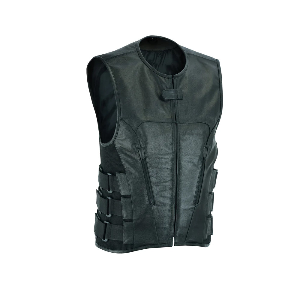 Men's Motorcycle Swat Team Style Leather Vest