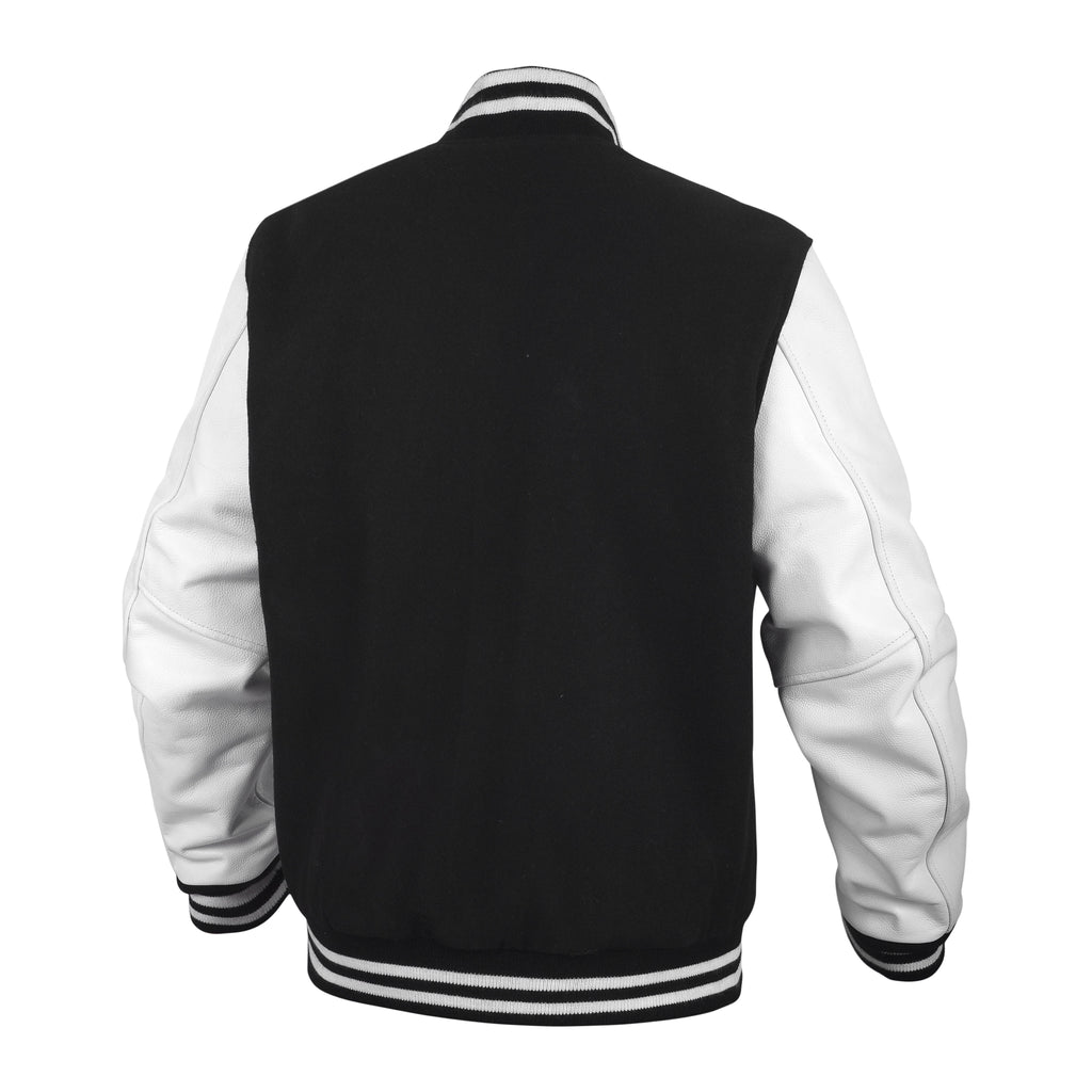 Leather Varsity Jacket – Classic Letterman Baseball Style with Banded Collar
