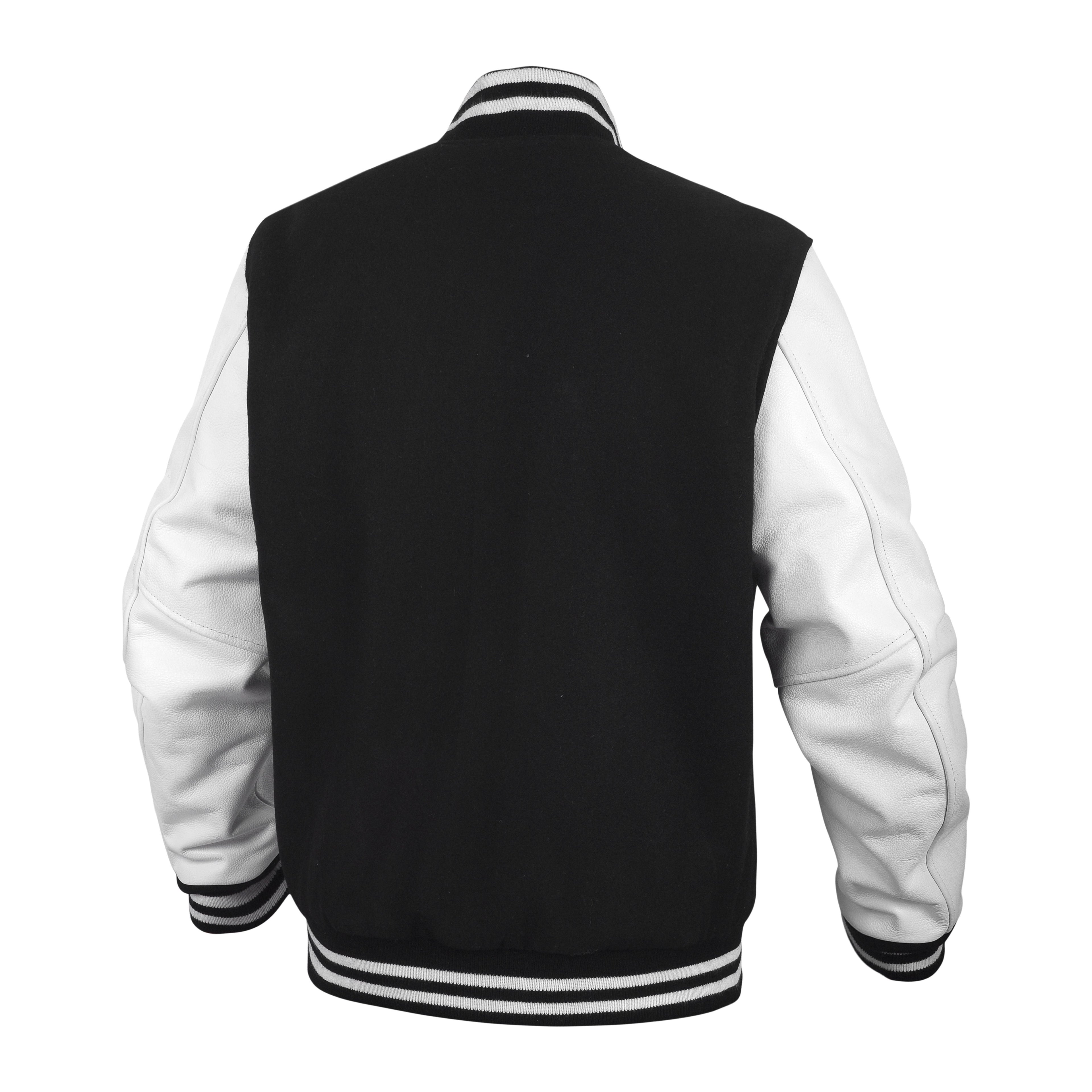 Leather Varsity Jacket – Classic Letterman Baseball Style with Banded Collar