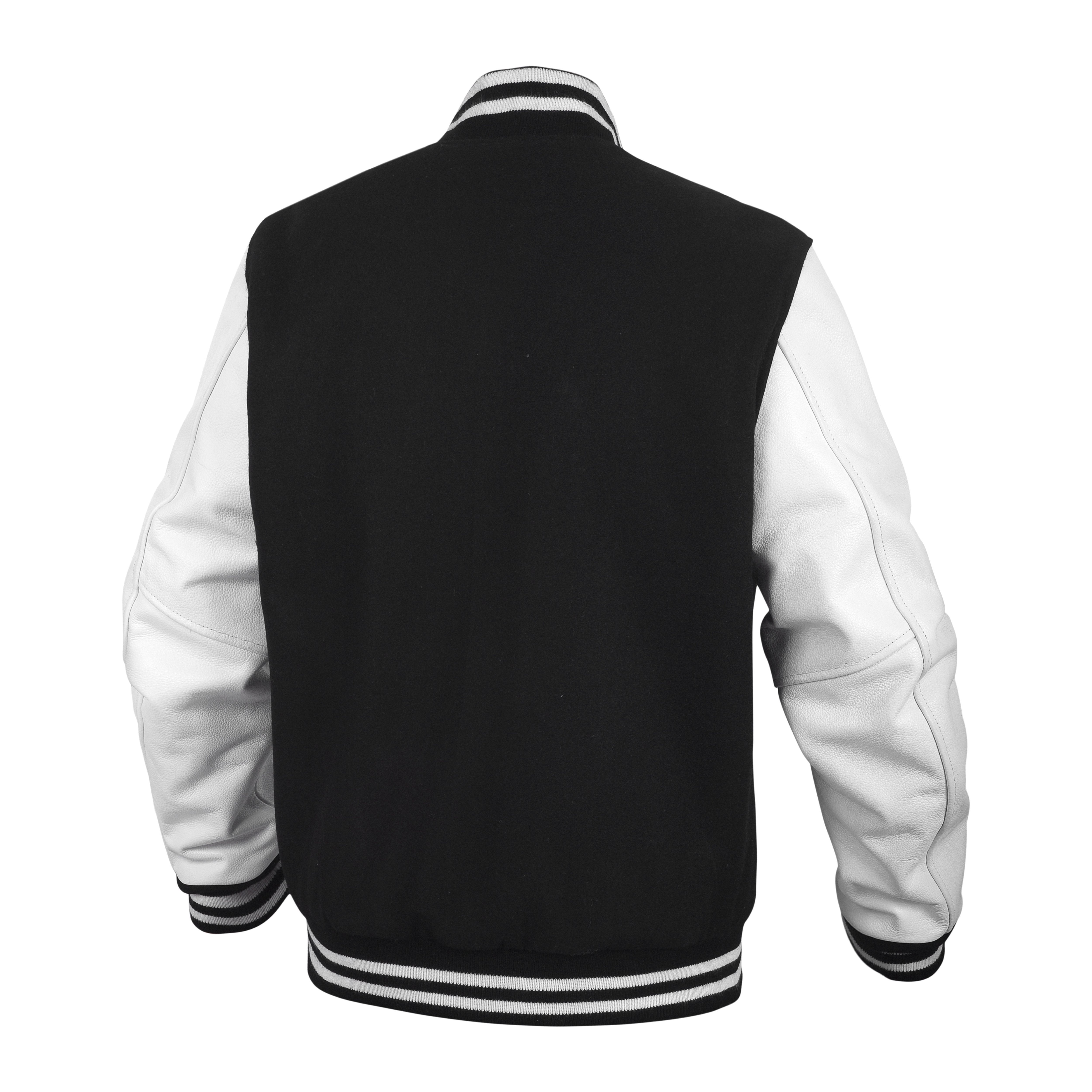 Leather Varsity Jacket – Classic Letterman Baseball Style with Banded Collar