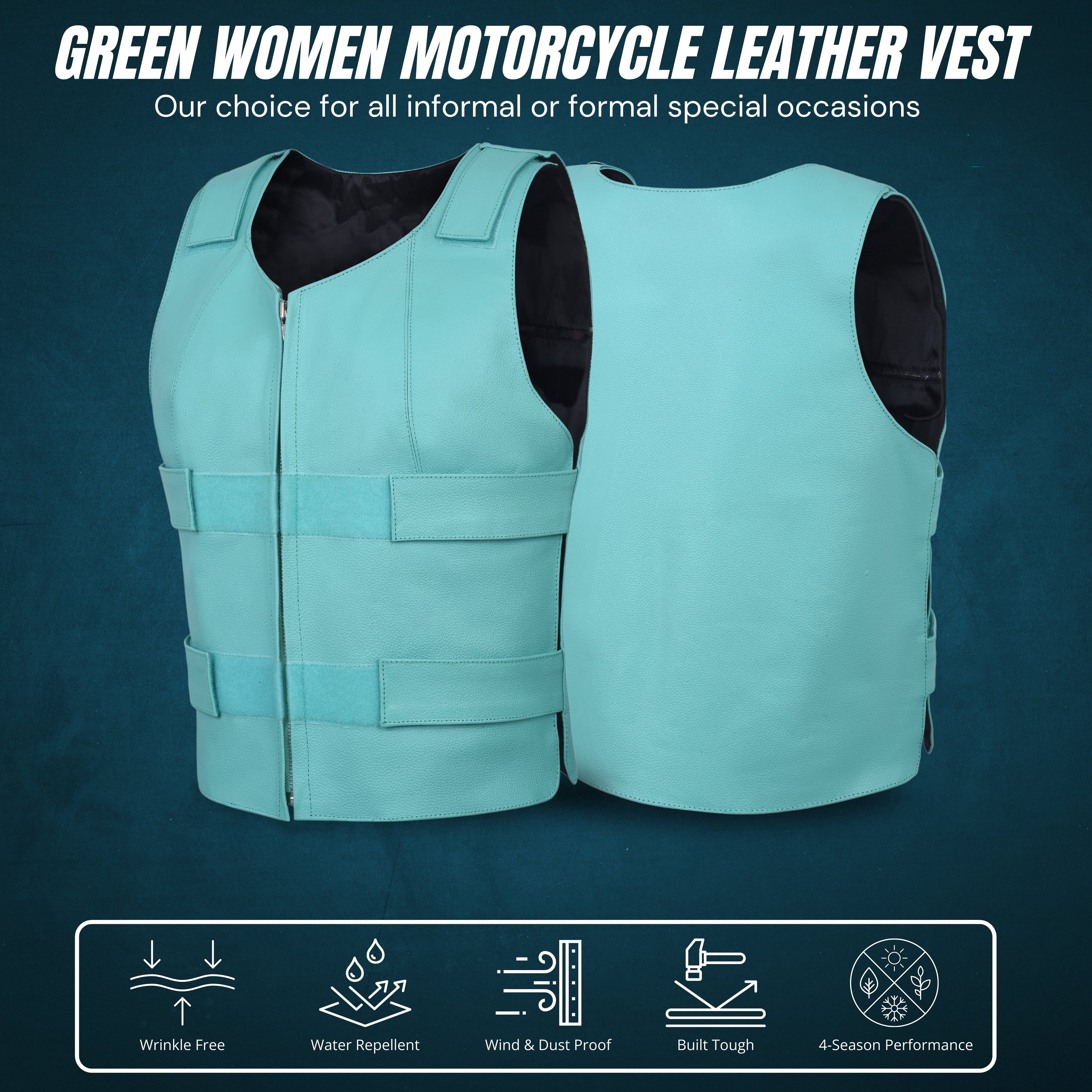 Women's Bulletproof Style Leather Vest – Tactical Biker Club Vest by Rexons
