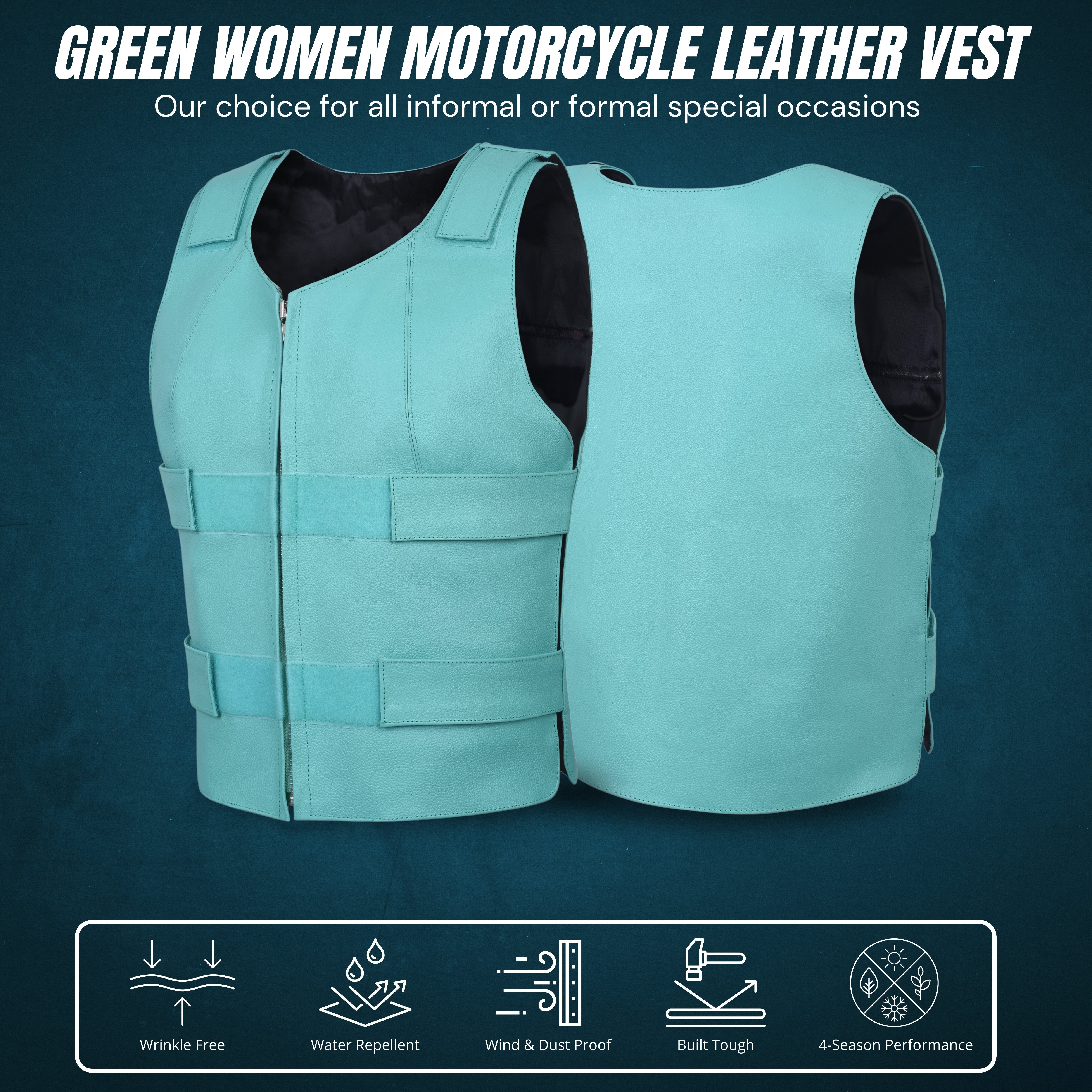 Women's Bulletproof Style Leather Vest – Tactical Biker Club Vest by Rexons
