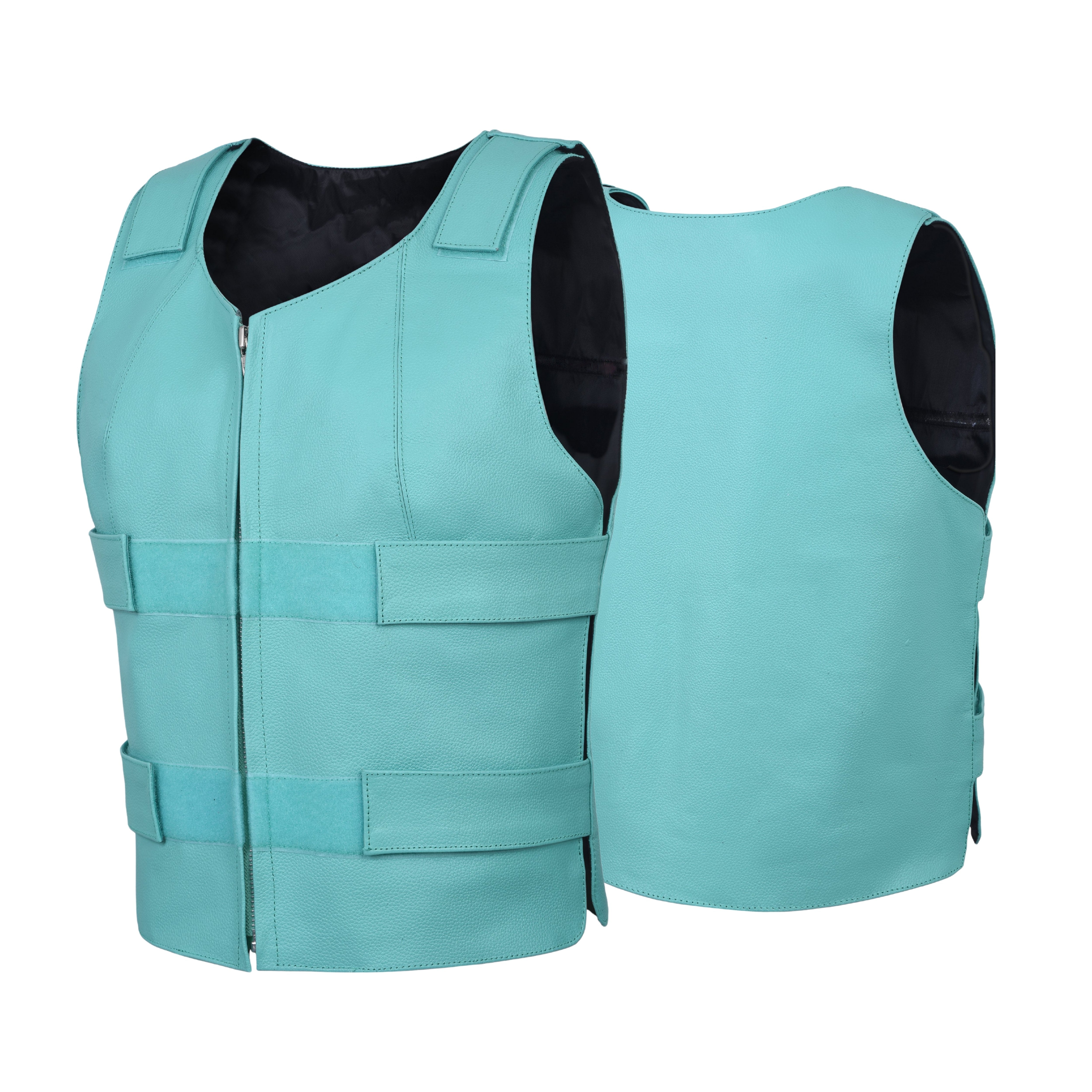 Women's Bulletproof Style Leather Vest – Tactical Biker Club Vest by Rexons