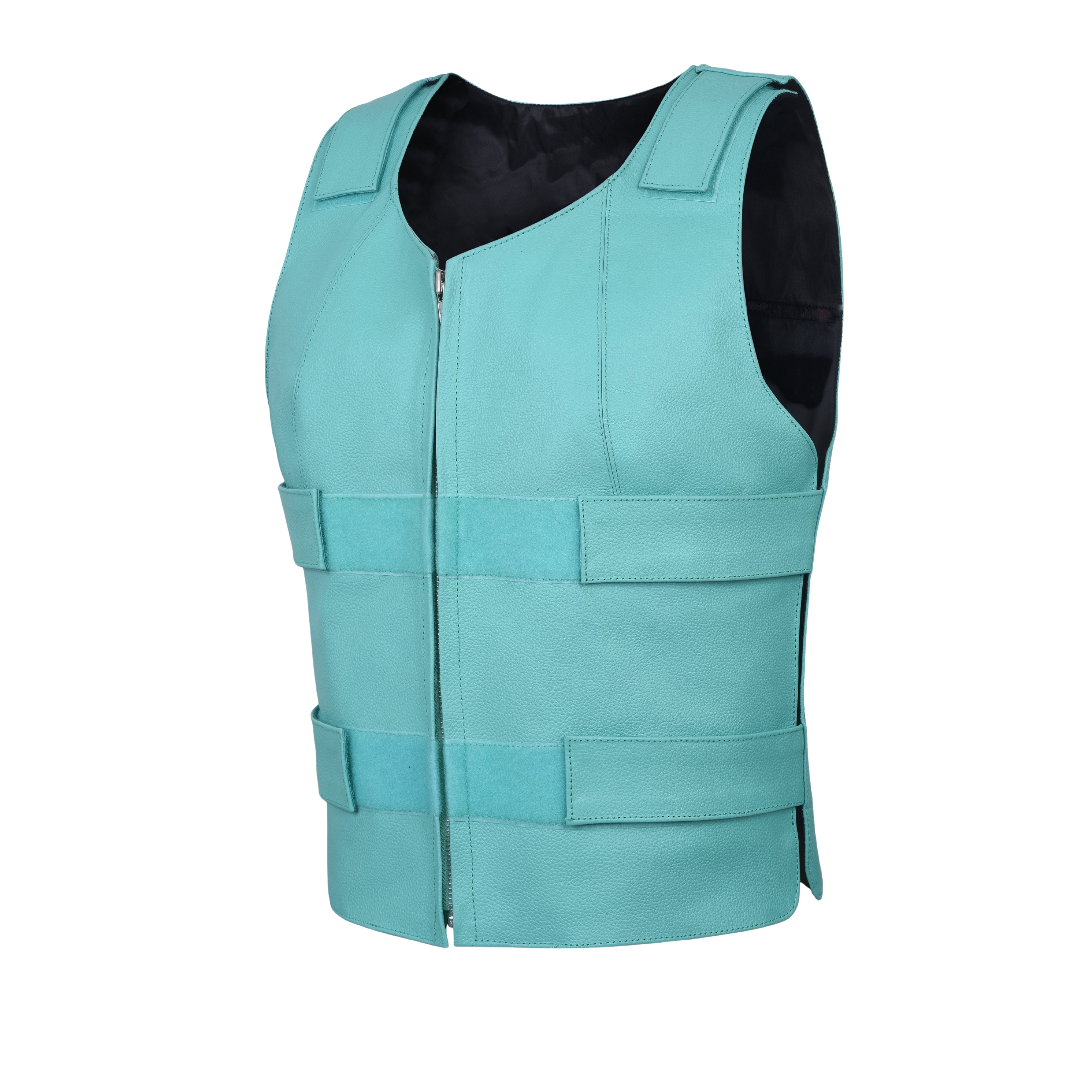 Women's Bulletproof Style Leather Vest – Tactical Biker Club Vest by Rexons