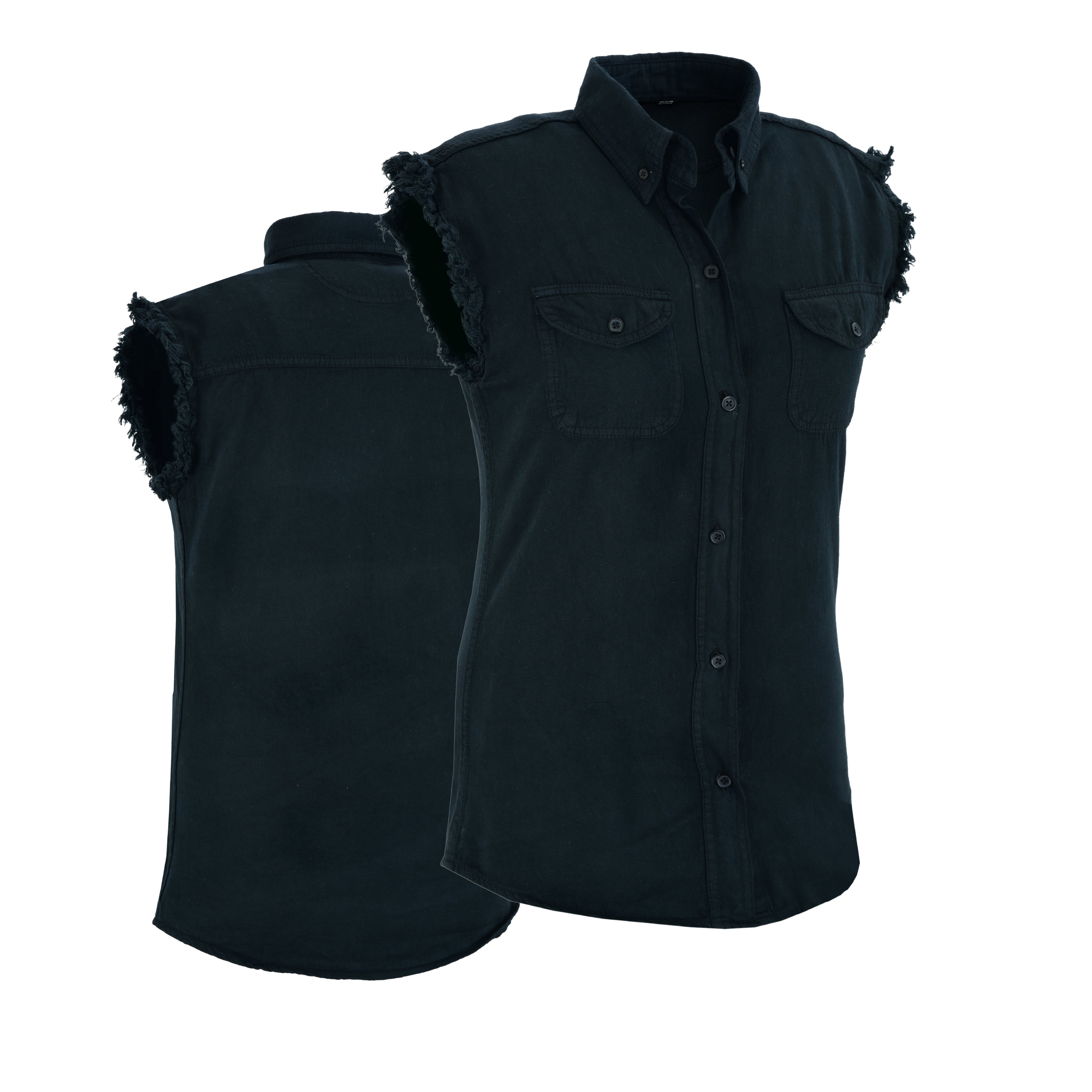 Men’s Black Lightweight Sleeveless Denim Shirt – Casual Biker Style by Rexons
